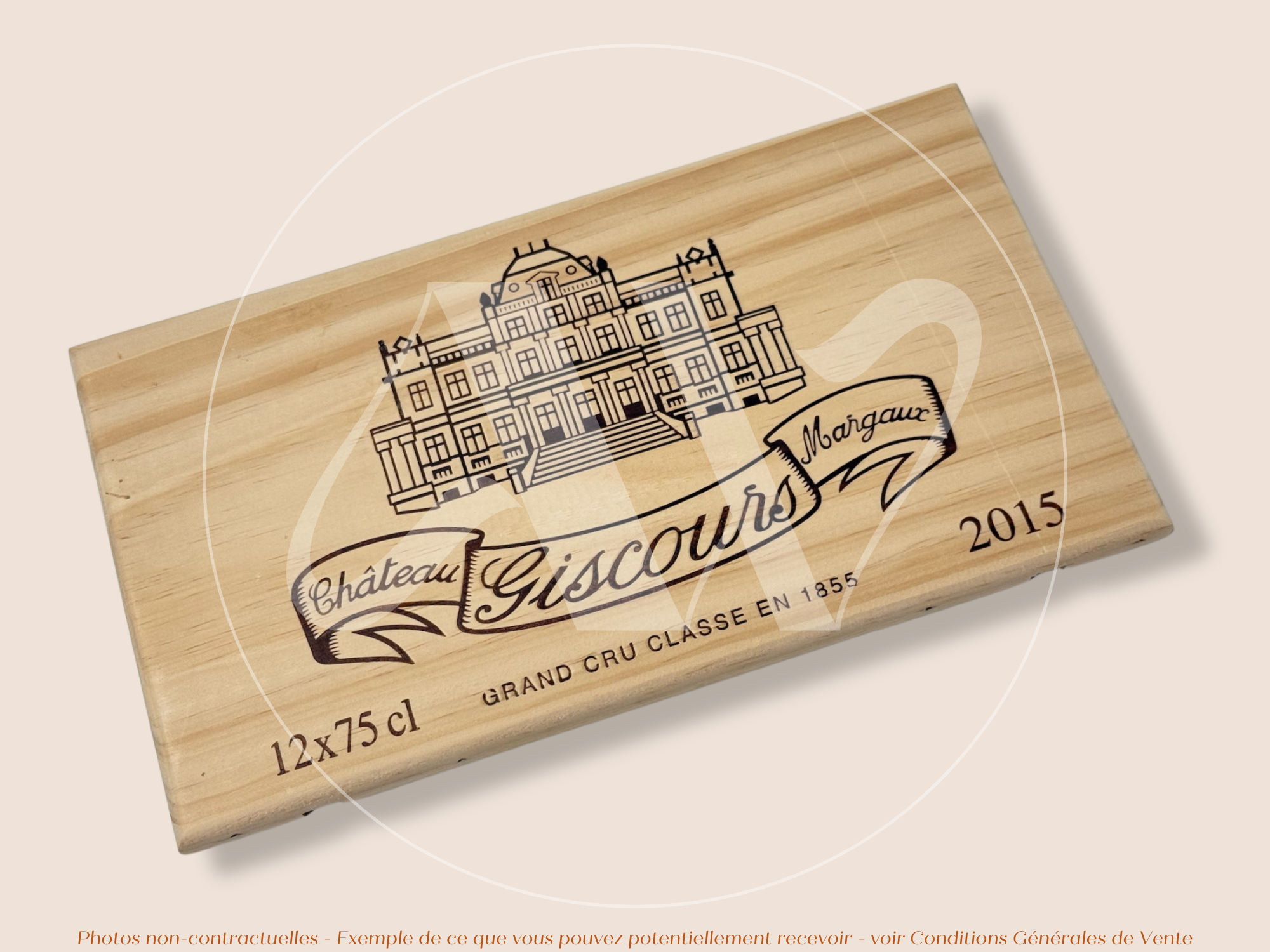 Façade Estampe bois – Château Giscours – Margaux (Bordeaux) – Format 30x17 cm – (Millésime 2015 – Grand Cru Classé)