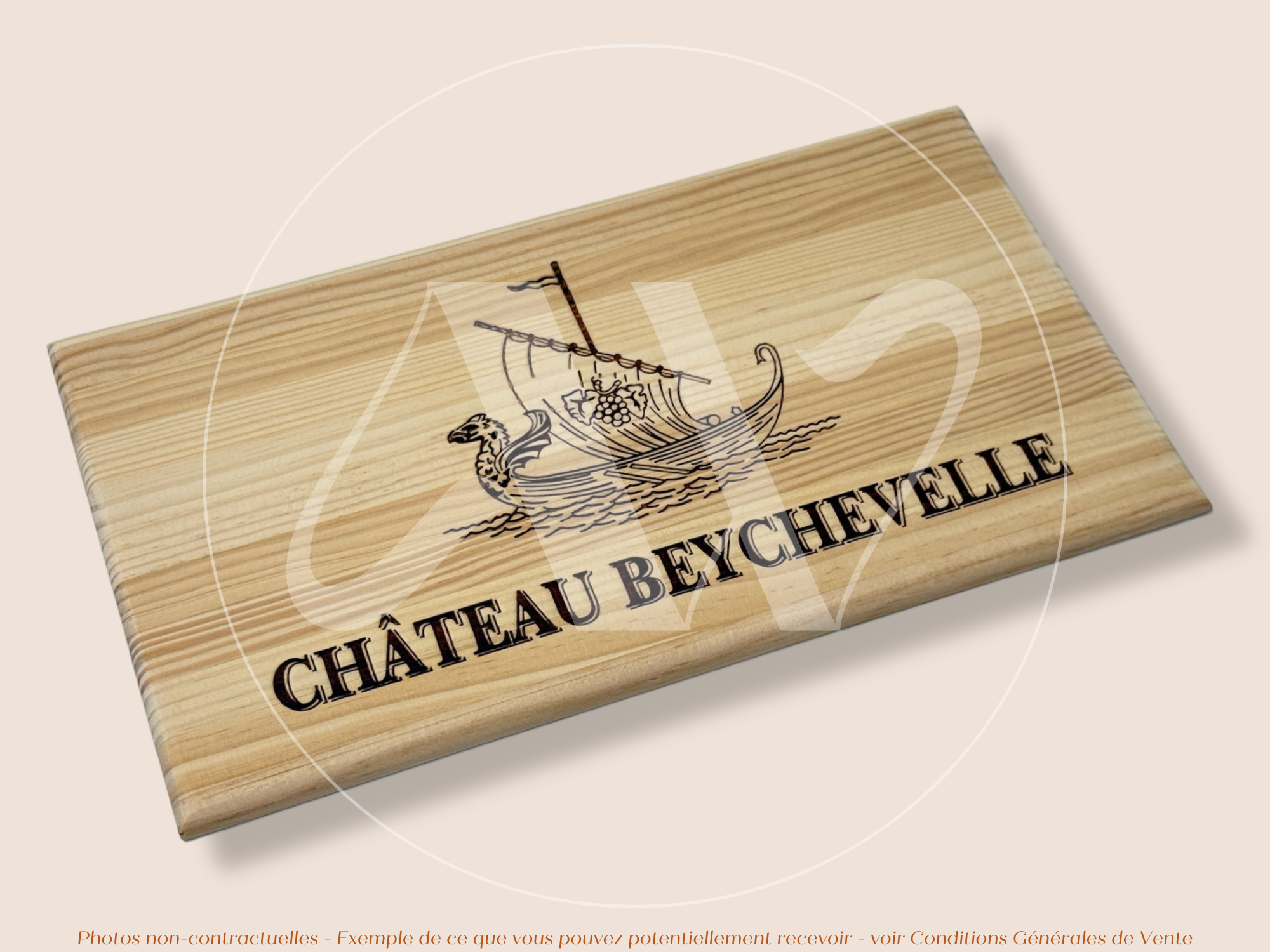Façade Estampe bois – Château Beychevelle – Saint-Julien (Bordeaux) – Format 30x17 cm – (Icône du Médoc – RARE)