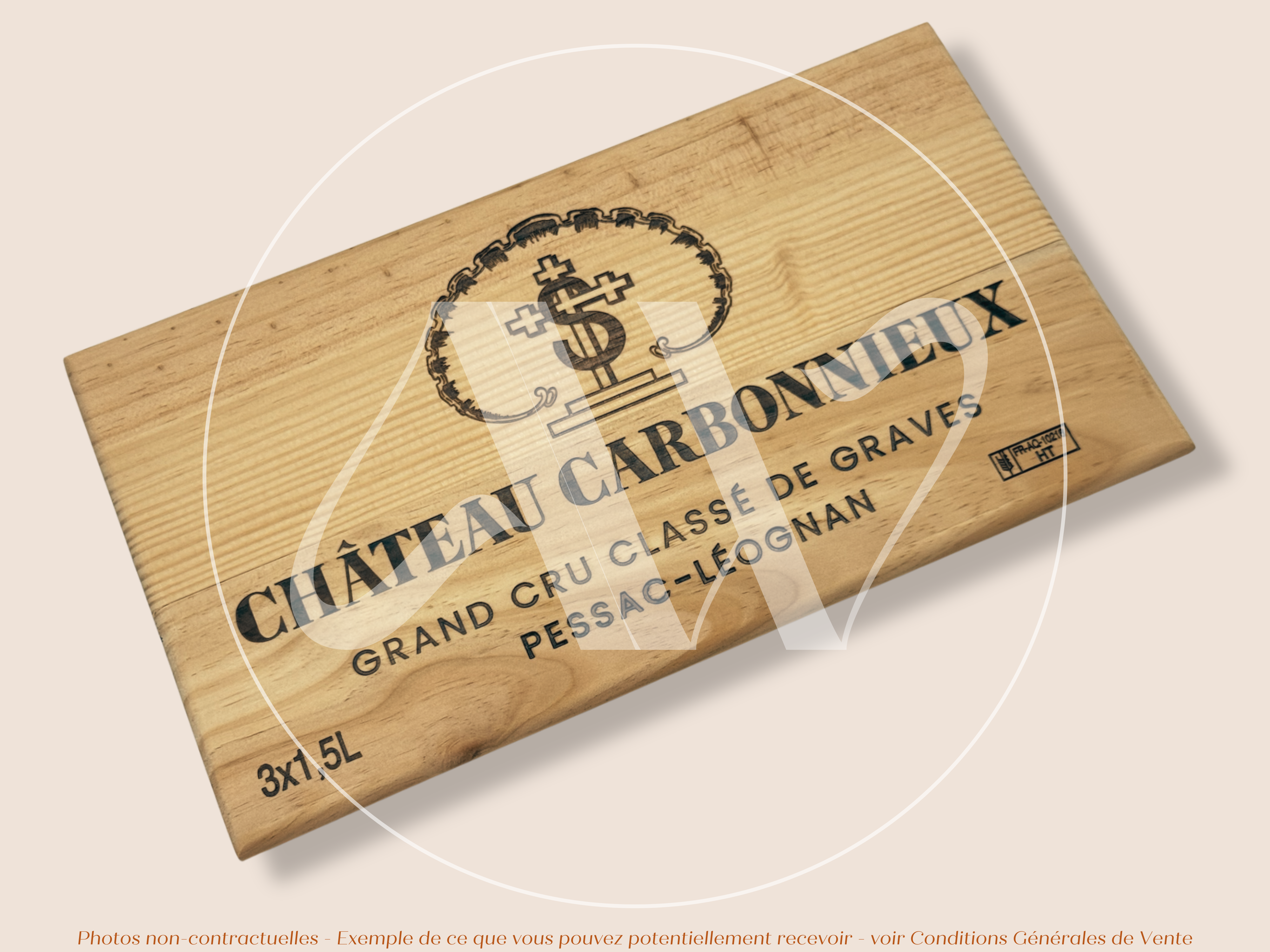 Estampe de caisse de vin – Château Carbonnieux – Bordeaux - Pessac-Léognan – 30 × 17 cm
