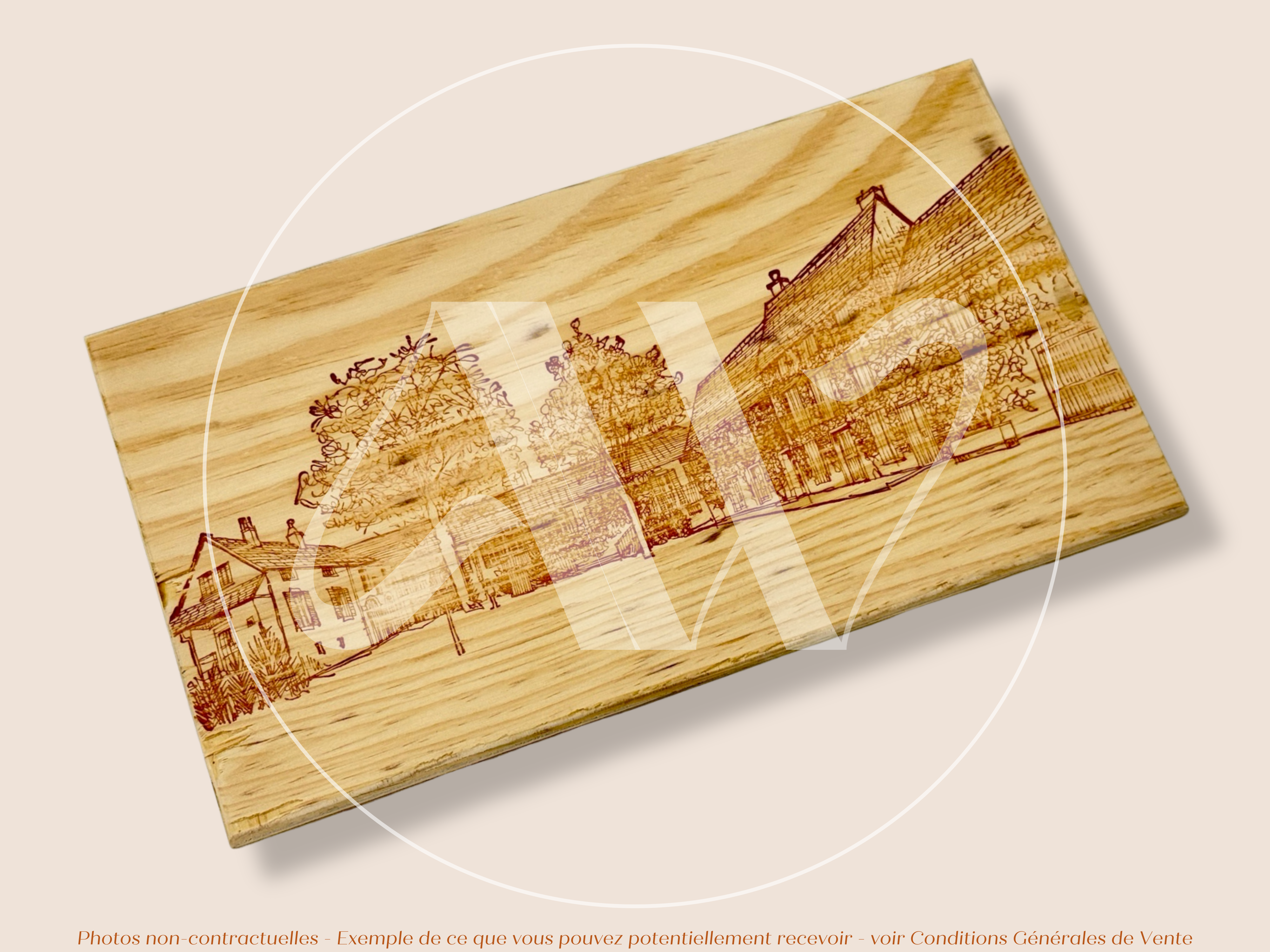 Domaine Leflaive — Bourgogne — France — Puligny-Montrachet — Sans millésime — 30 × 17 cm — Couvercle plaque caisse de vin en bois