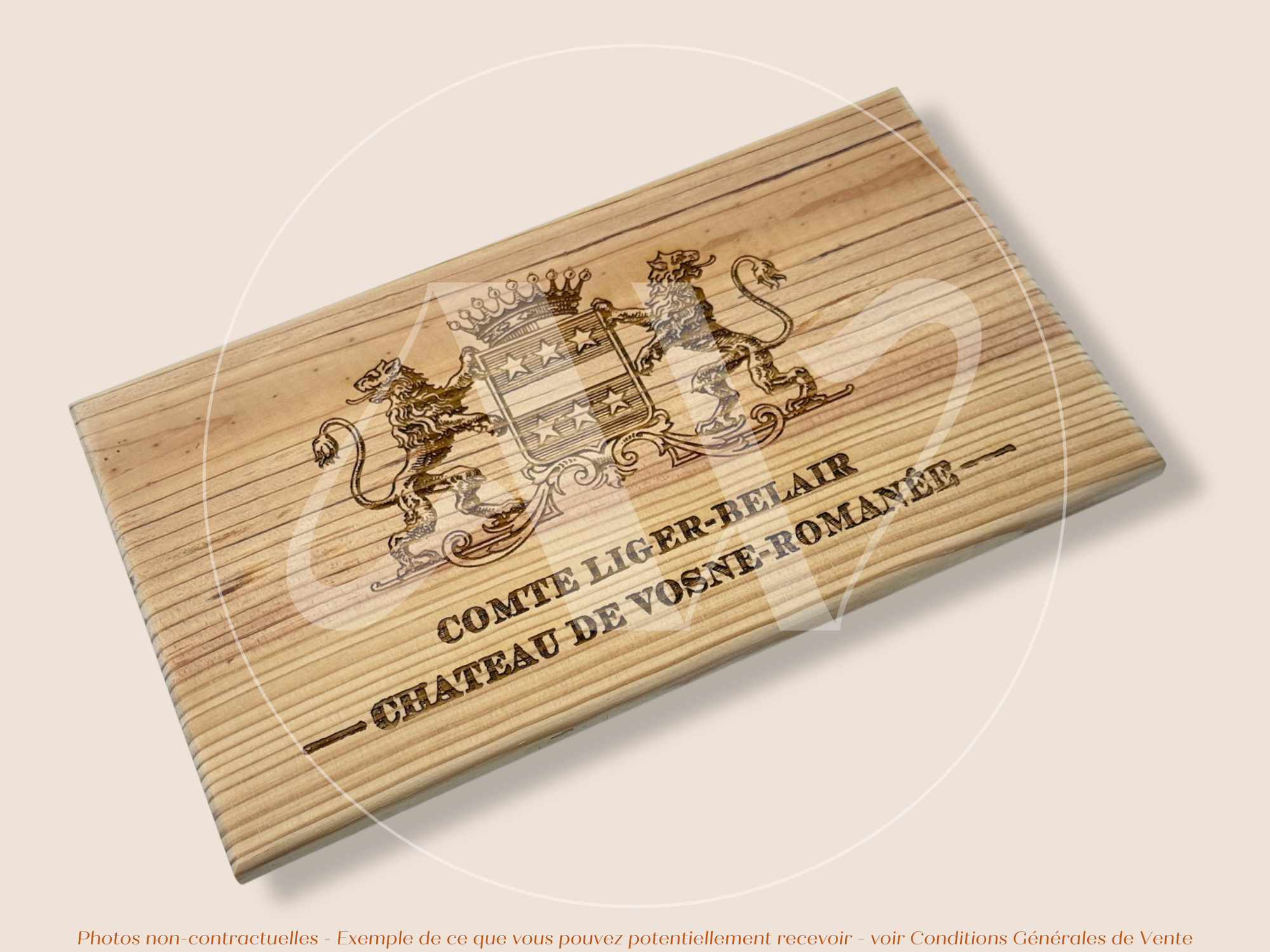 Estampe / Façade d'une caisse de vin en bois du Domaine du Comte Liger Belair - Bourgogne | Format 12 bouteilles = 30x17 cm