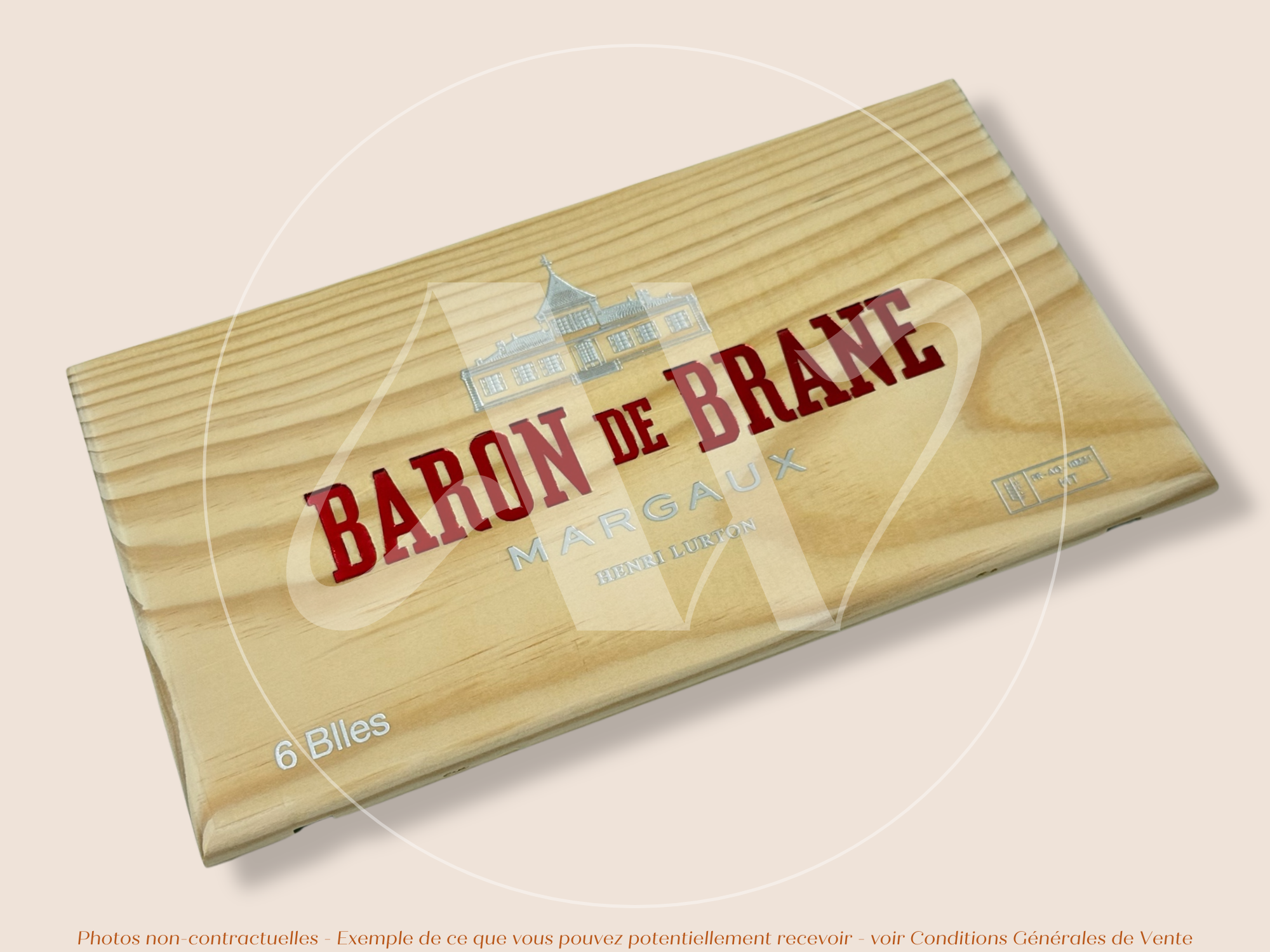 Façade Estampe bois – Baron de Brane – Margaux (Bordeaux) – Format 30x17 cm – (rare en couleur)