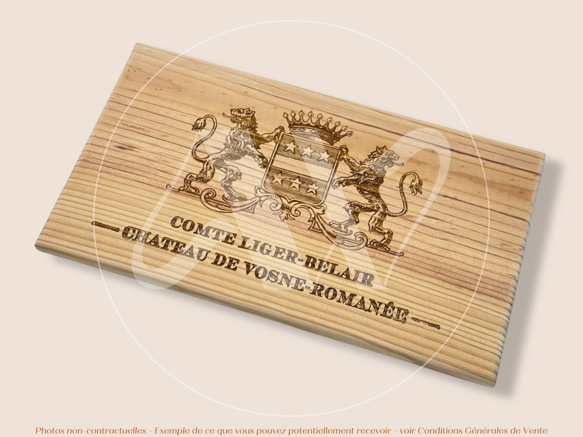 Estampe / Façade d'une caisse de vin en bois du Domaine du Comte Liger Belair - Bourgogne | Format 12 bouteilles = 30x17 cm