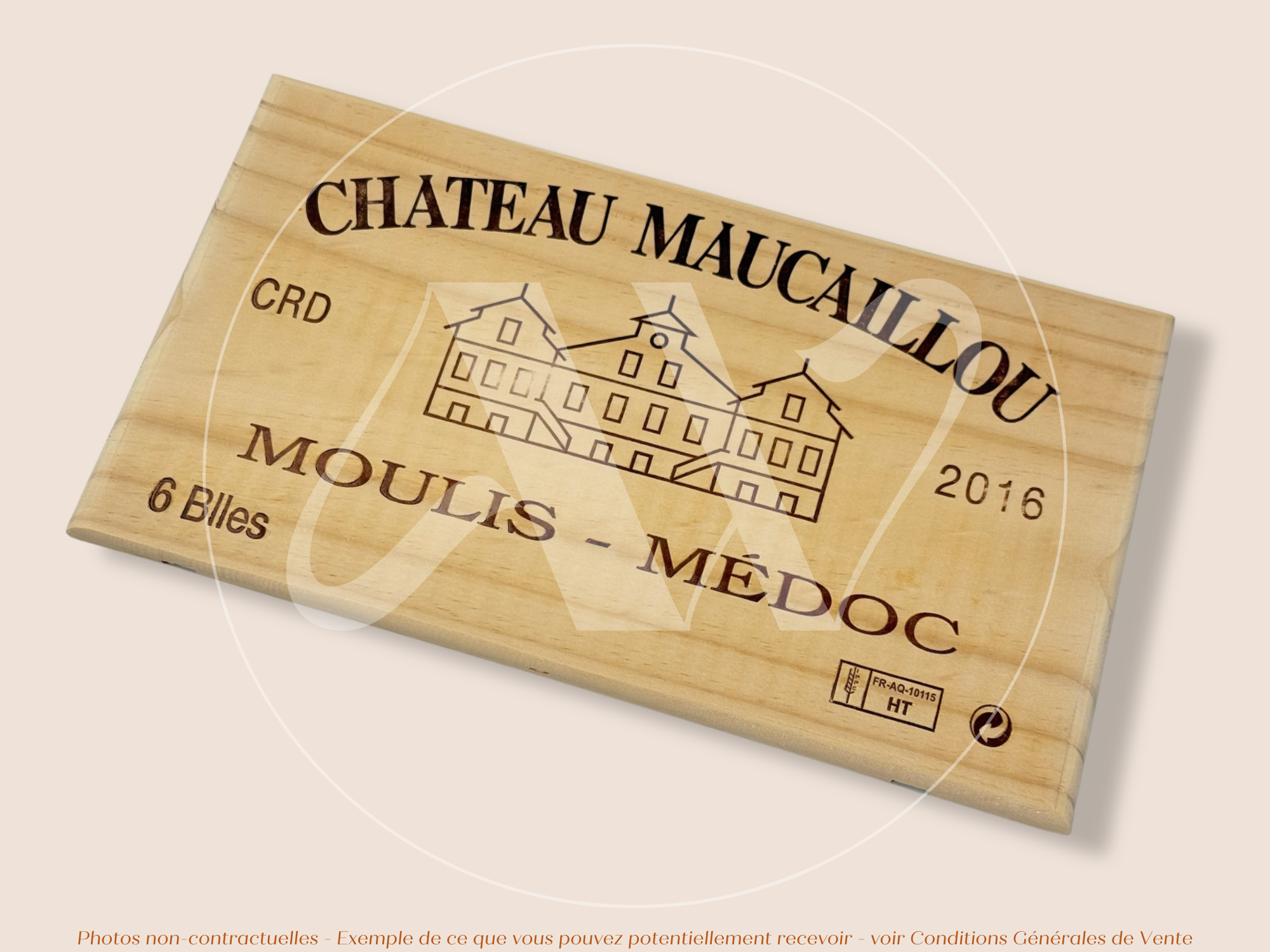 Façade Estampe bois – Château Maucaillou – Moulis-en-Médoc (Bordeaux) – Millésime 2016 – Format 30x17 cm (Emblématique)
