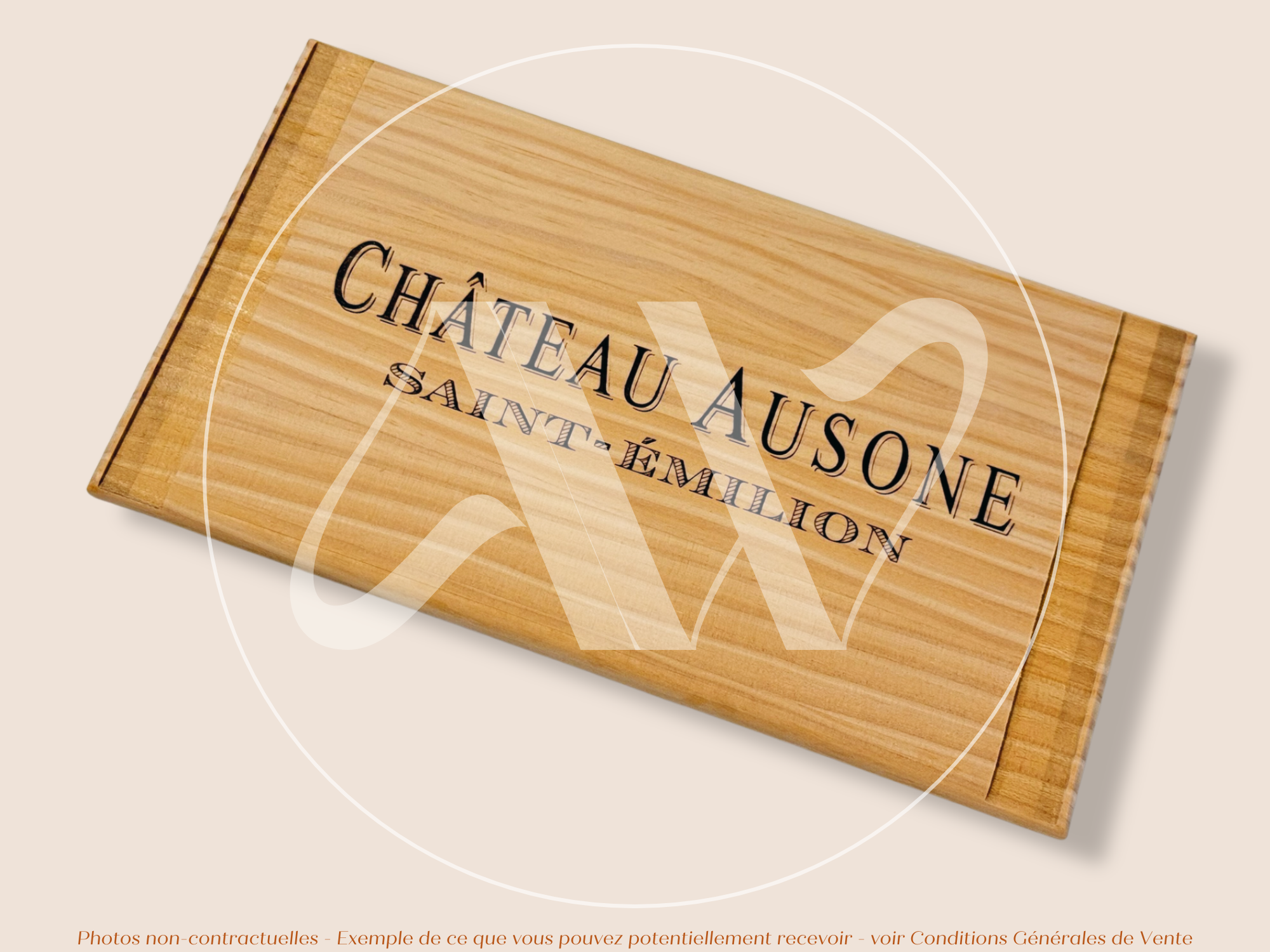 Estampe de caisse de vin – Château Ausone – Saint-Émilion – 30 × 17 cm