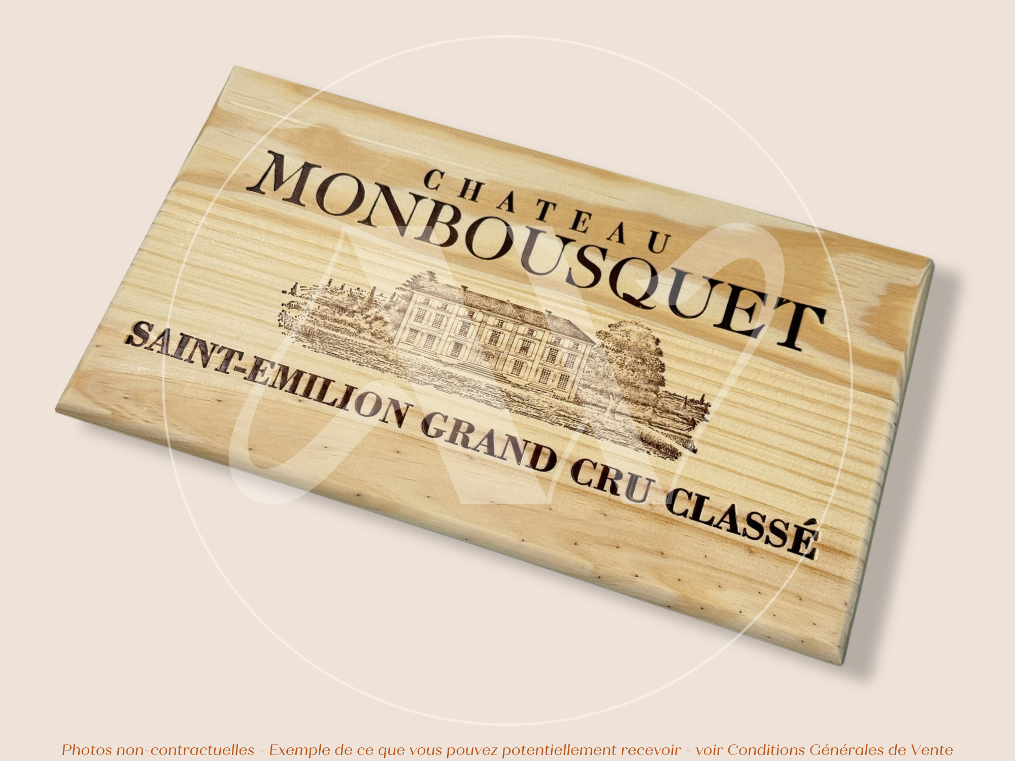 Façade Estampe bois – Château Monbousquet – Saint-Émilion (Bordeaux) – Format 30x17 cm – (Grand Cru Classé)