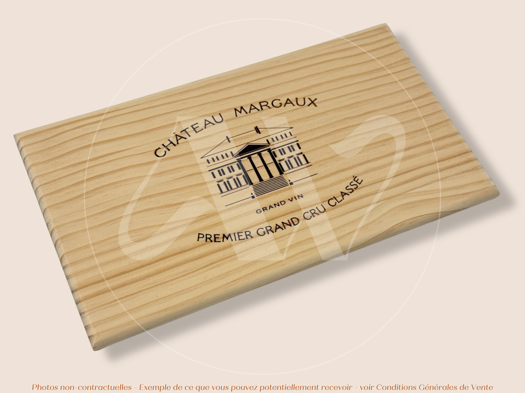 Estampe / Façade d'une caisse de vin en bois du Chateau Margaux - Bordeaux | Format 6 ou 12 bouteilles = 30x17