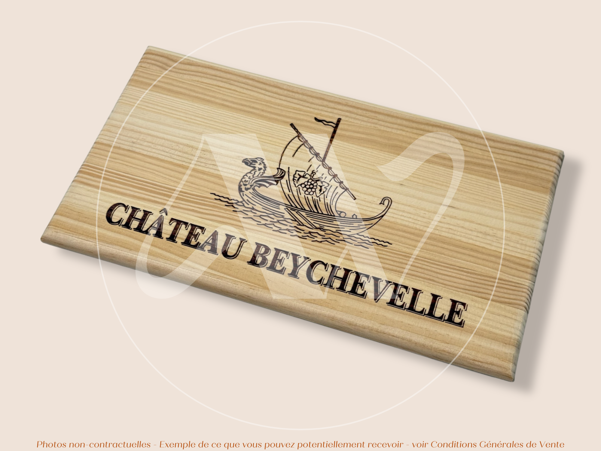 Façade Estampe bois – Château Beychevelle – Saint-Julien (Bordeaux) – Format 30x17 cm – (Icône du Médoc – RARE)