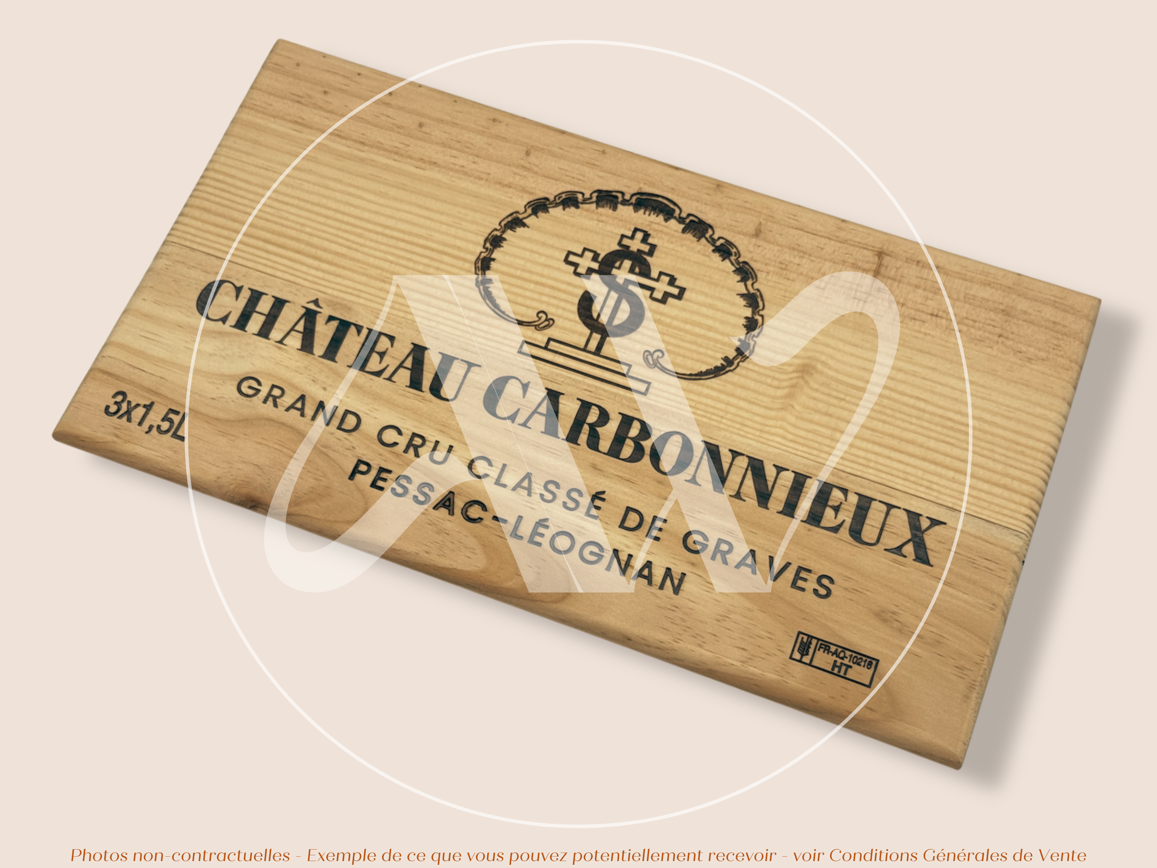 Estampe de caisse de vin – Château Carbonnieux – Bordeaux - Pessac-Léognan – 30 × 17 cm