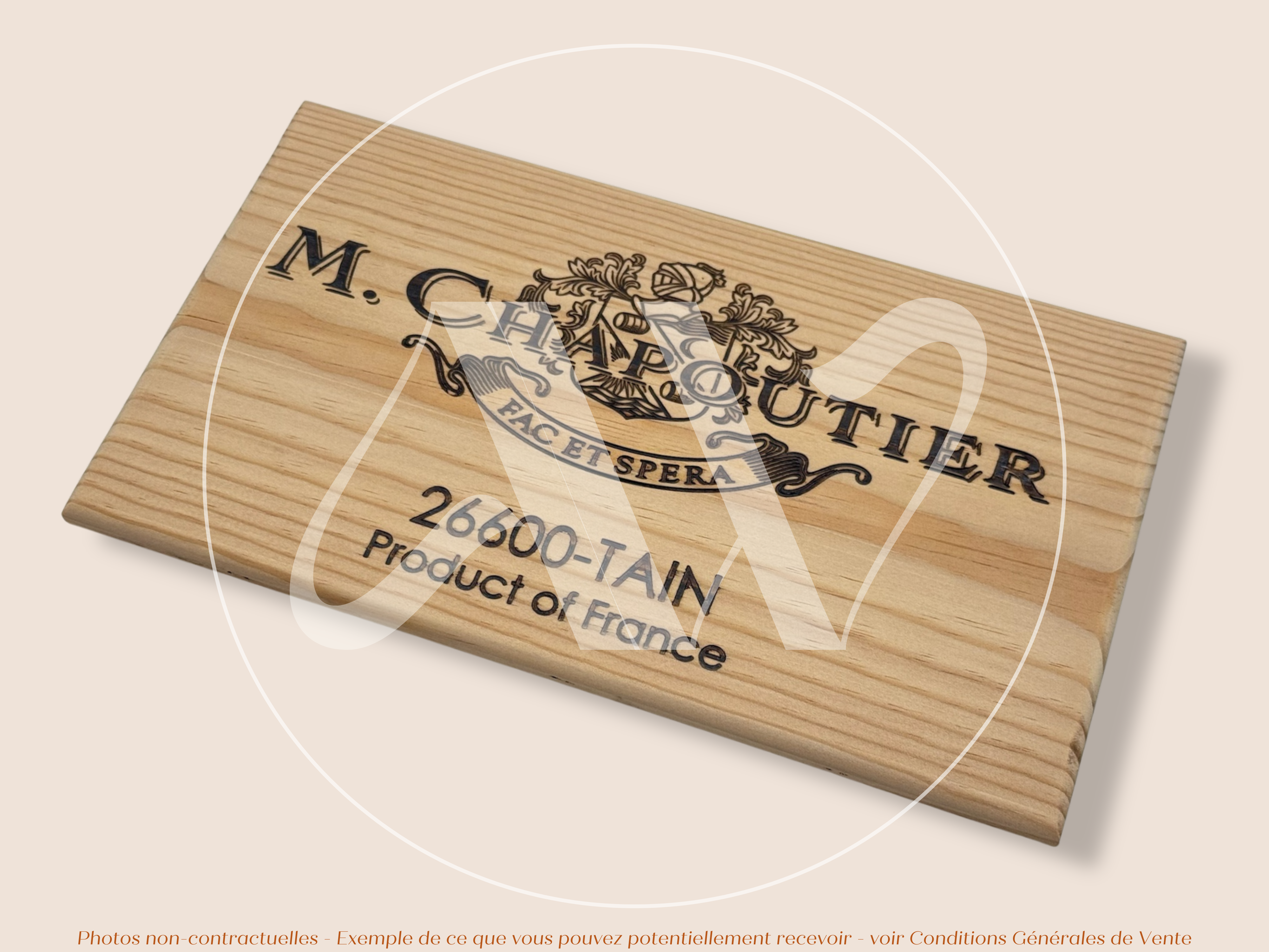 Estampe de caisse de vin – M. Chapoutier – Tain-l’Hermitage, Vallée du Rhône – 30 × 17 cm