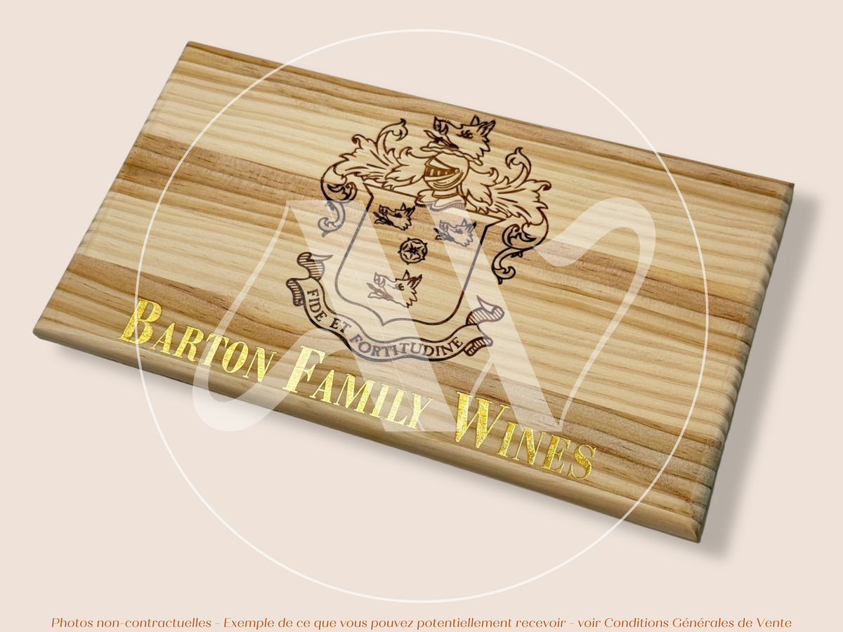 Façade Estampe bois – Barton Family Wines – Bordeaux – Format 30x17 cm – (inscription dorée)