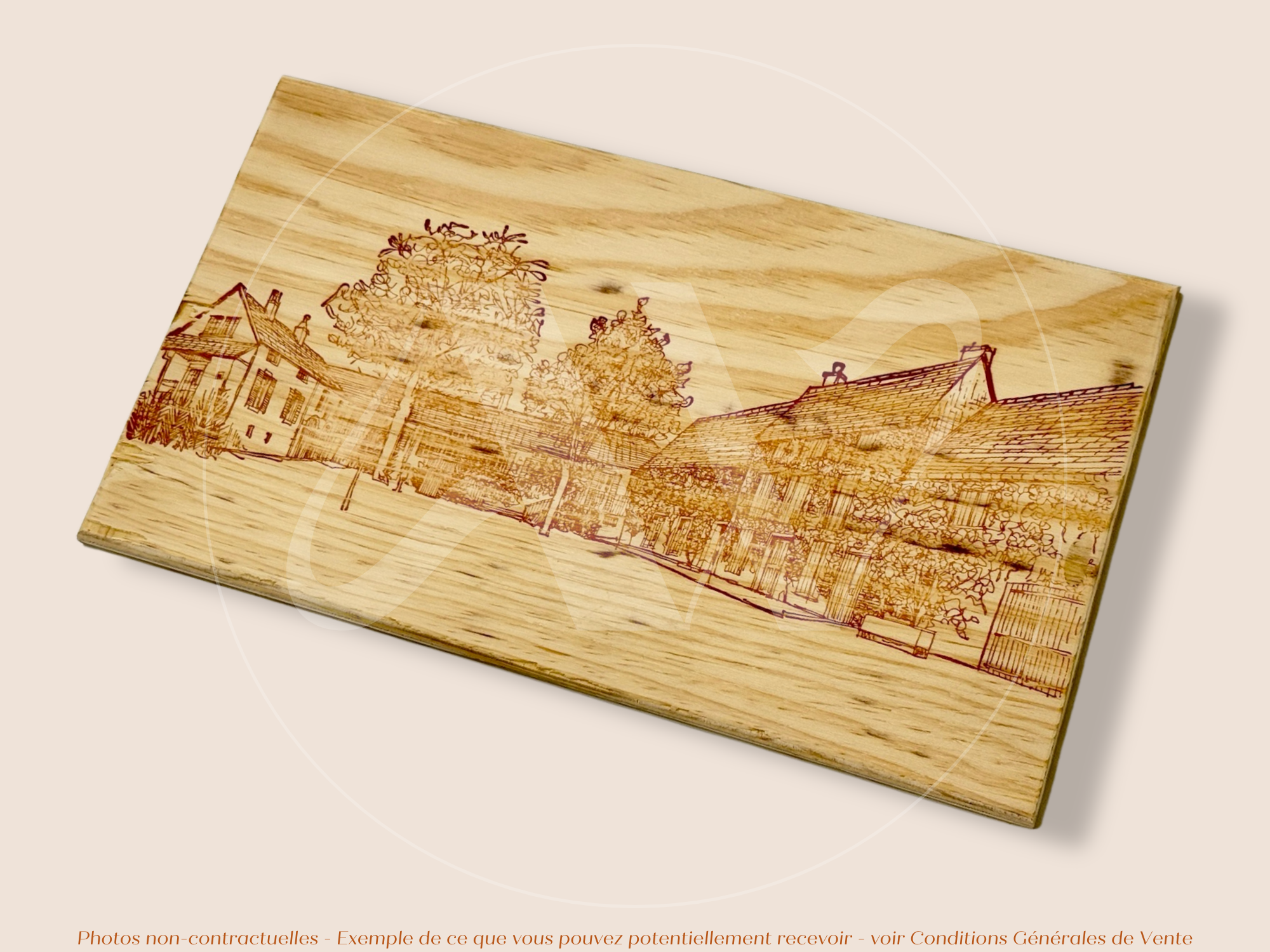 Estampe / Façade d'une caisse de vin en bois du Domaine Leflaive - Bourgogne | Format 12 bouteille = 30x17 cm