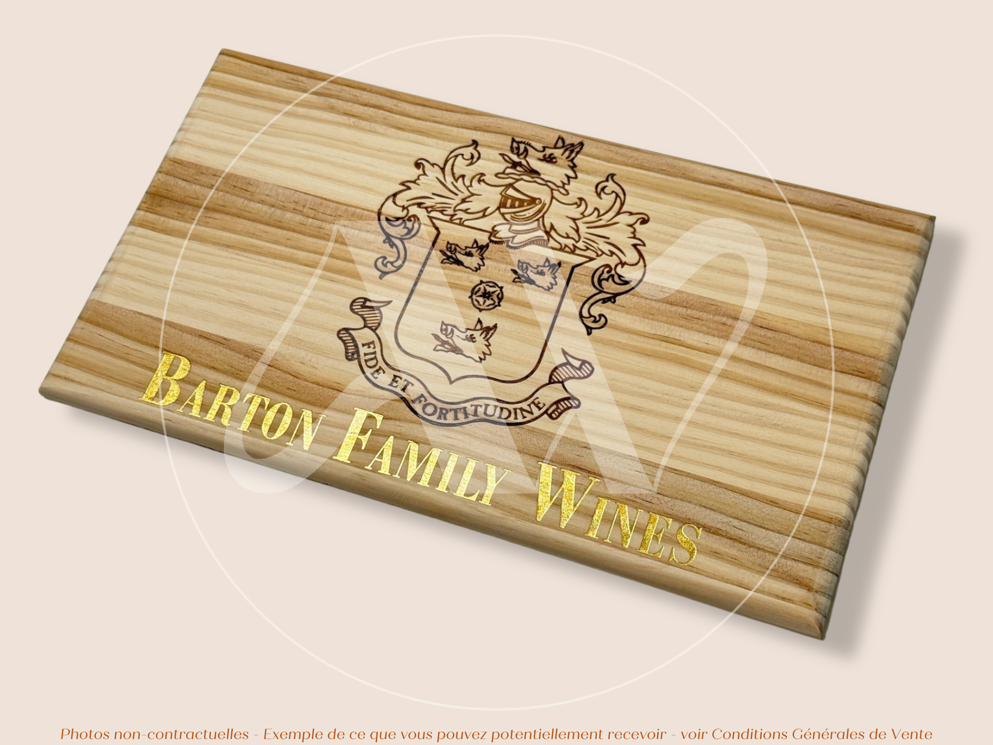 Façade Estampe bois – Barton Family Wines – Bordeaux – Format 30x17 cm – (inscription dorée)