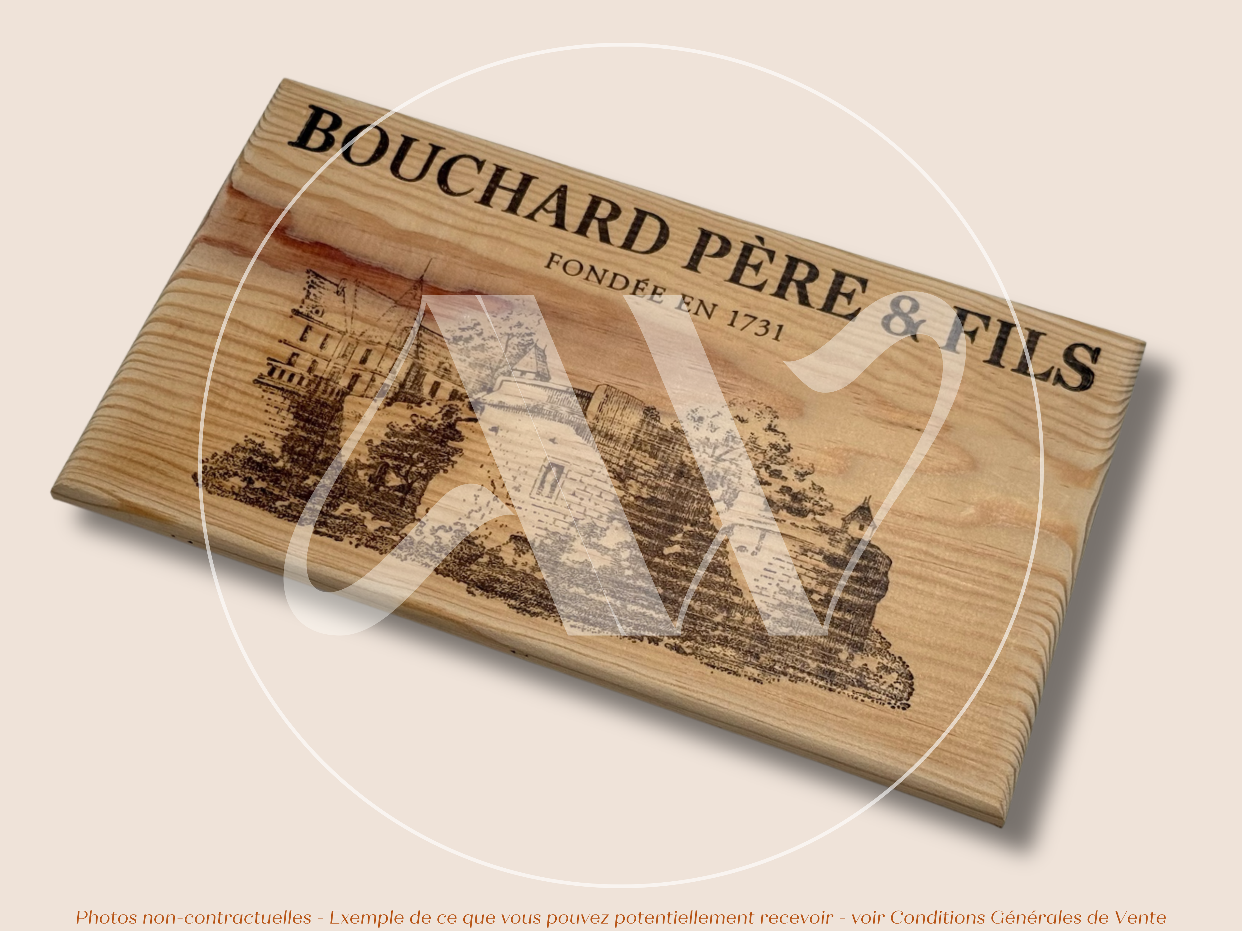 Estampe de caisse de vin – Bouchard Père & Fils – Bourgogne – 30 × 17 cm