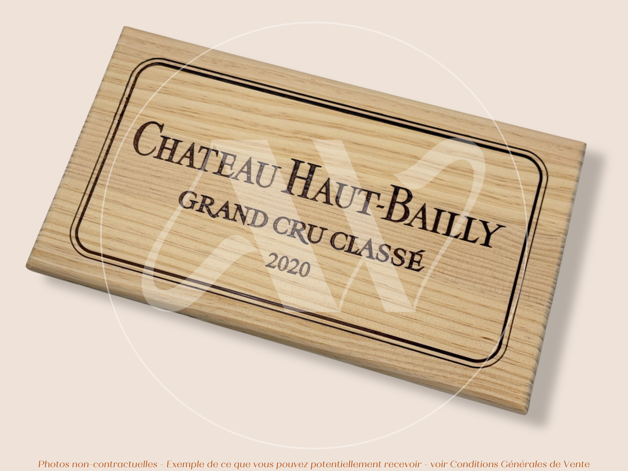 Estampe / Façade d'une caisse de vin en bois du Chateau Haut-Bailly - 2020 - Bordeaux | Format 6 ou 12 bouteilles = 30x17