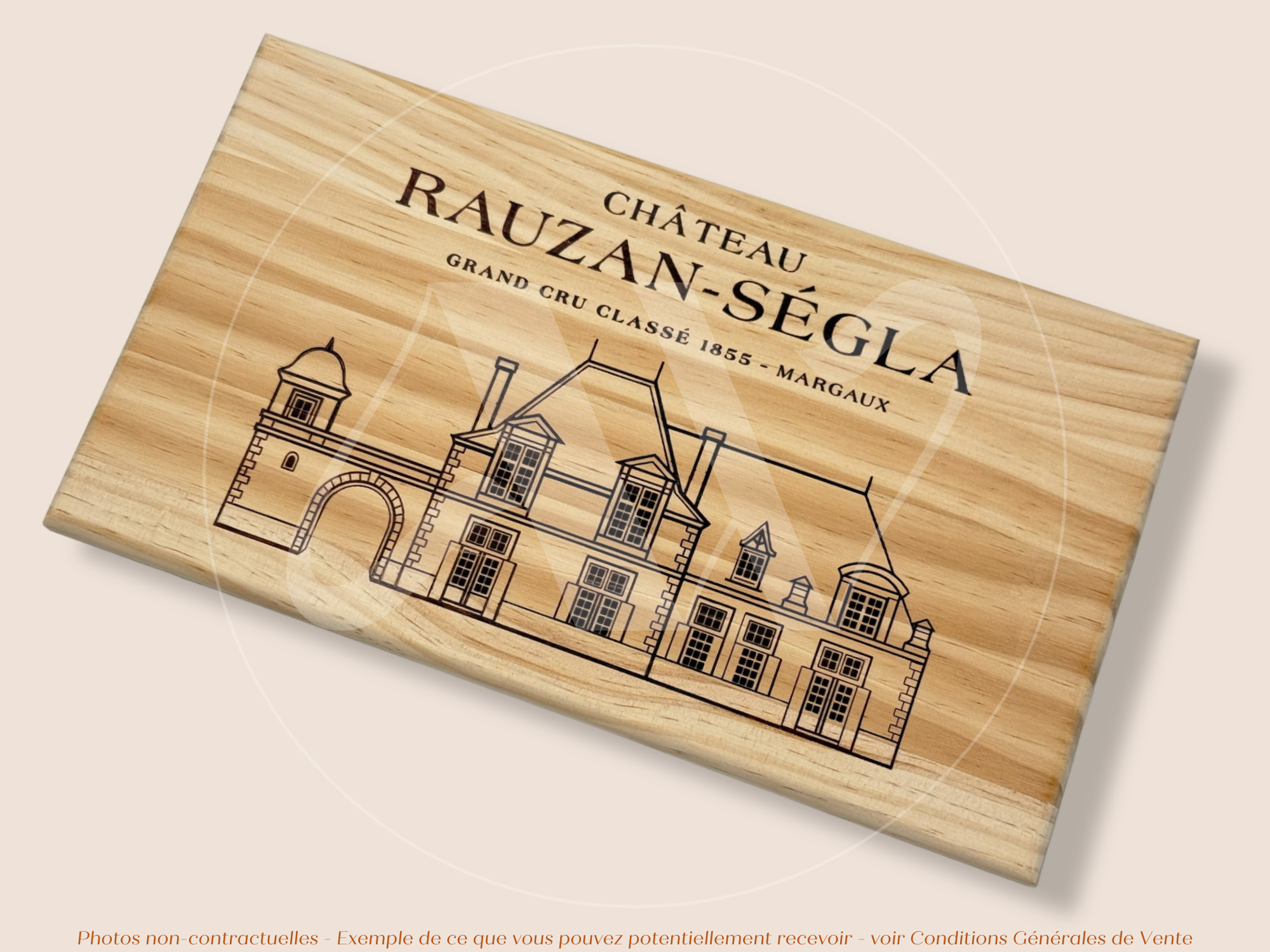 Estampe / Façade d'une caisse de vin en bois du Chateau Rauzan Segla - Margaux - Bordeaux | Format 12 bouteilles = 30x17