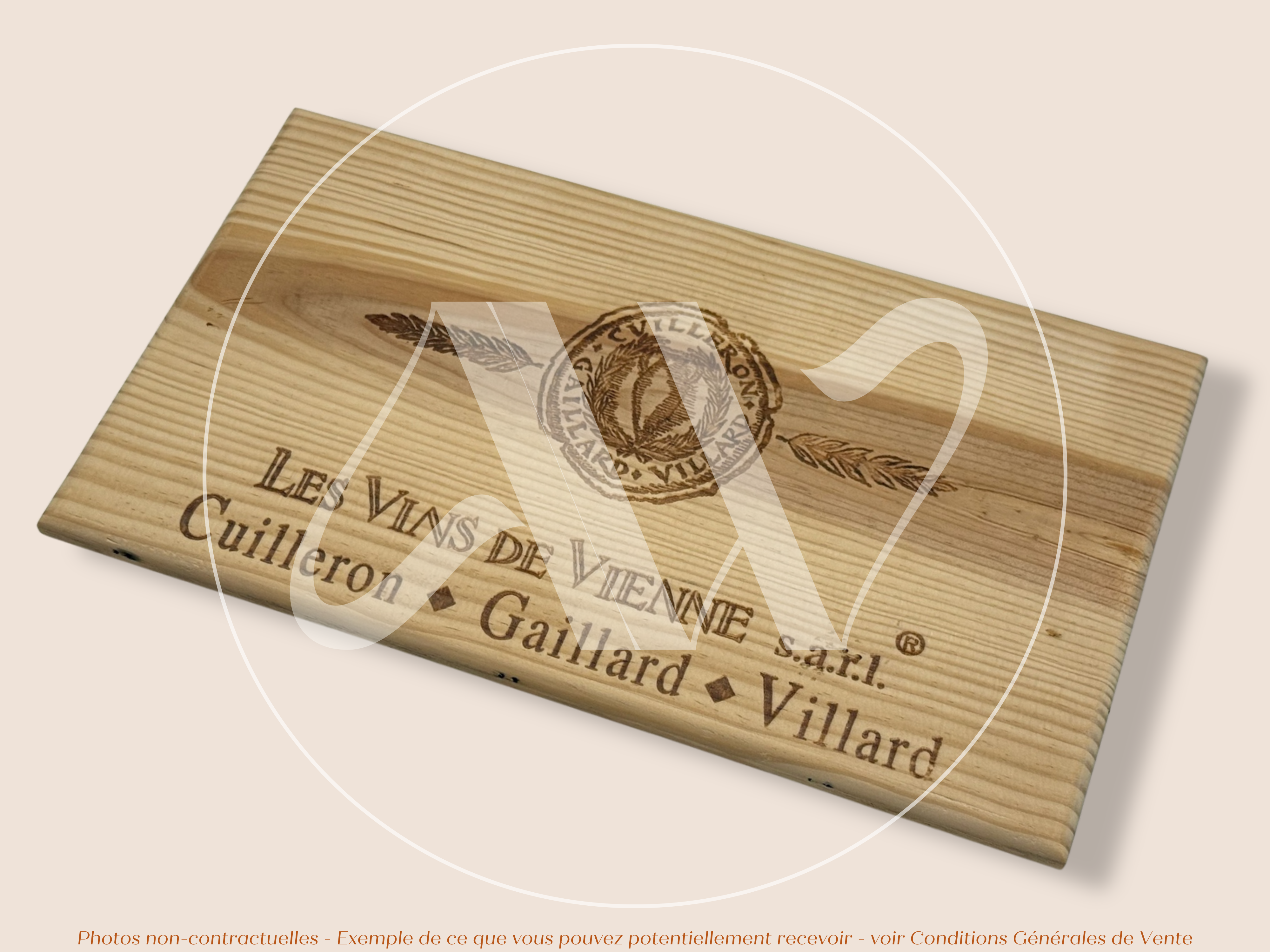 Estampe de caisse de vin – Les Vins de Vienne – Vallée du Rhône – 30 × 17 cm