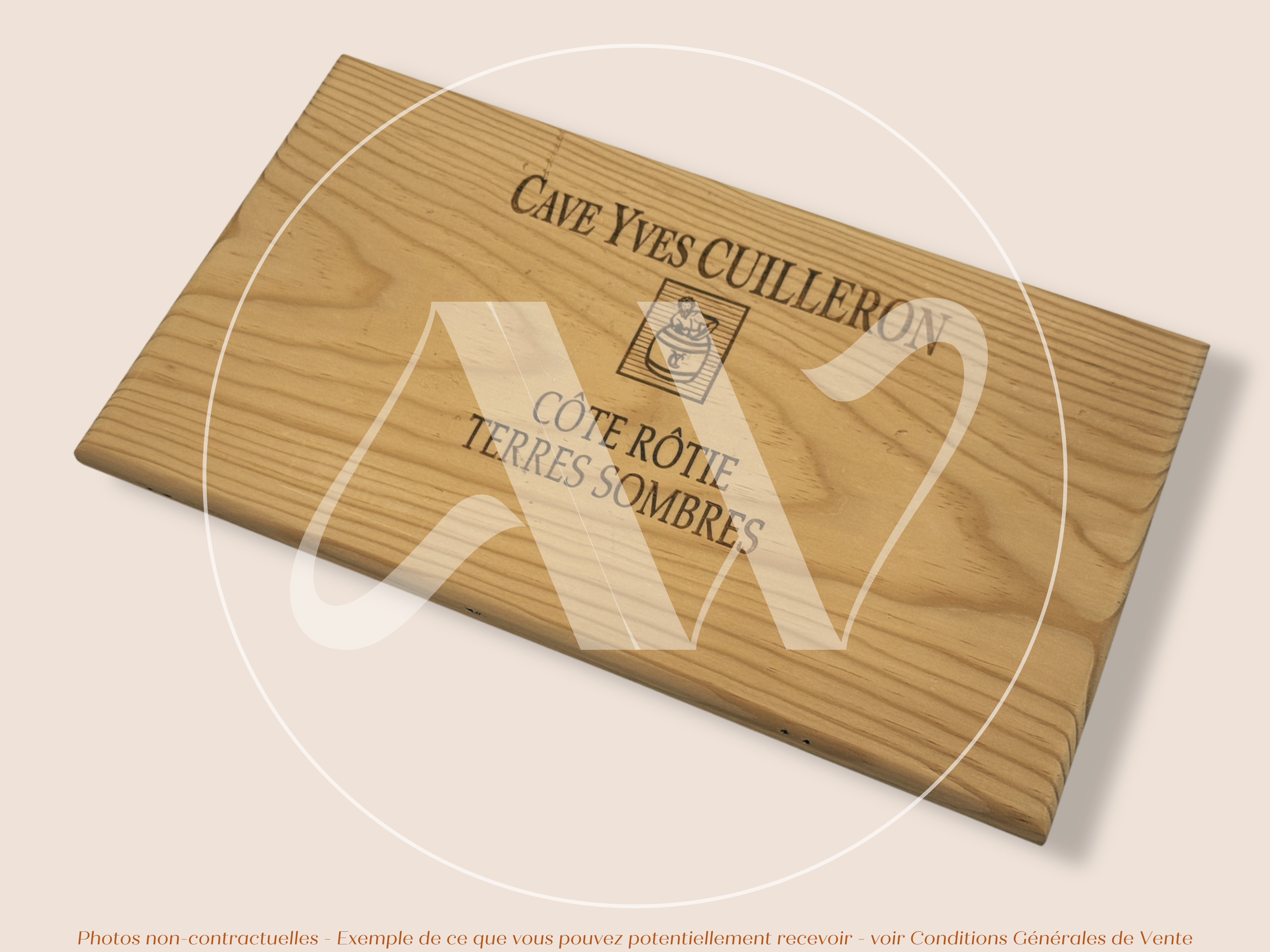 Estampe de caisse de vin – Cave Yves Cuilleron – Côte-Rôtie Terres Sombres – 30 × 17 cm