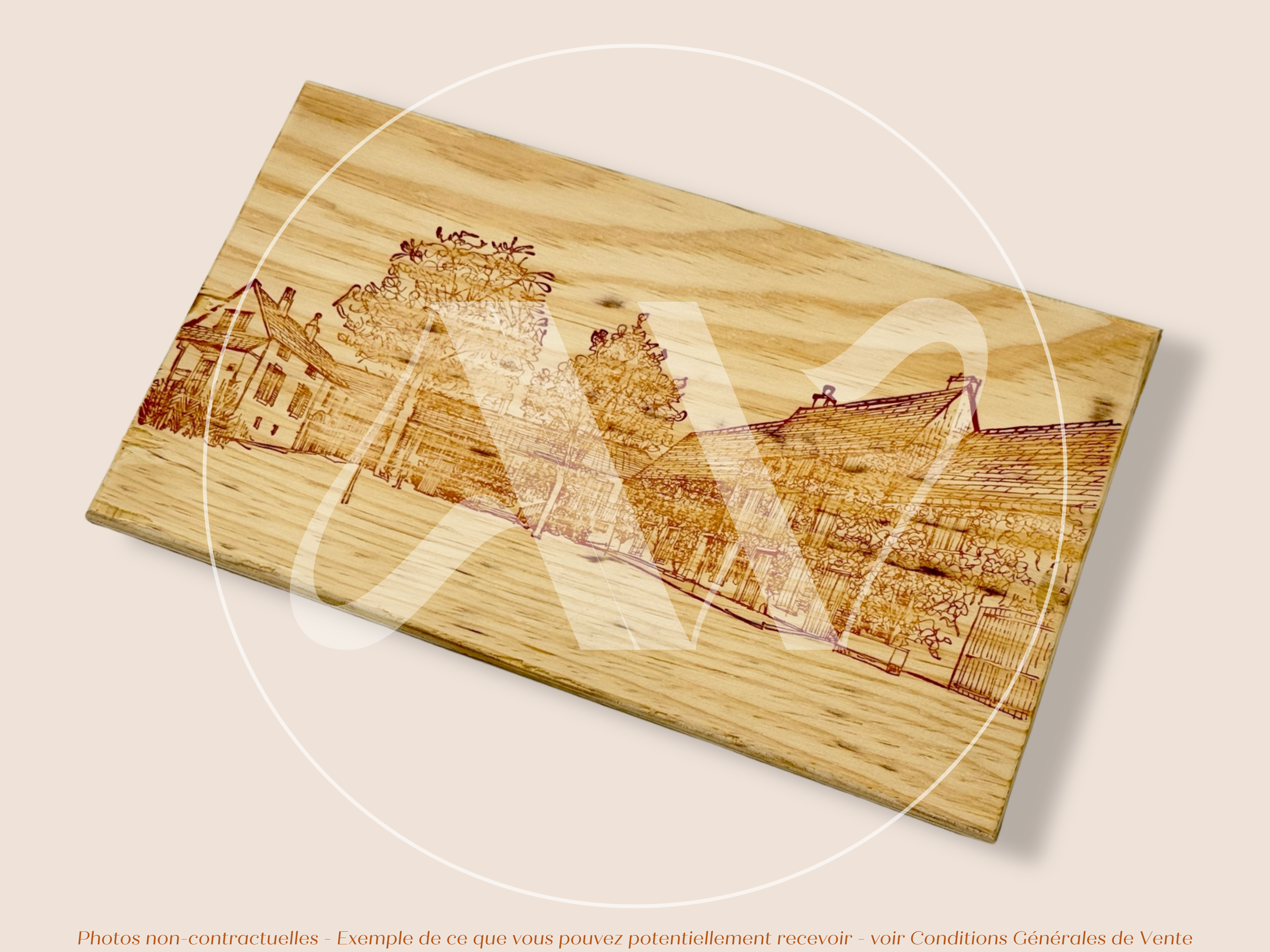 Domaine Leflaive — Bourgogne — France — Puligny-Montrachet — Sans millésime — 30 × 17 cm — Couvercle plaque caisse de vin en bois