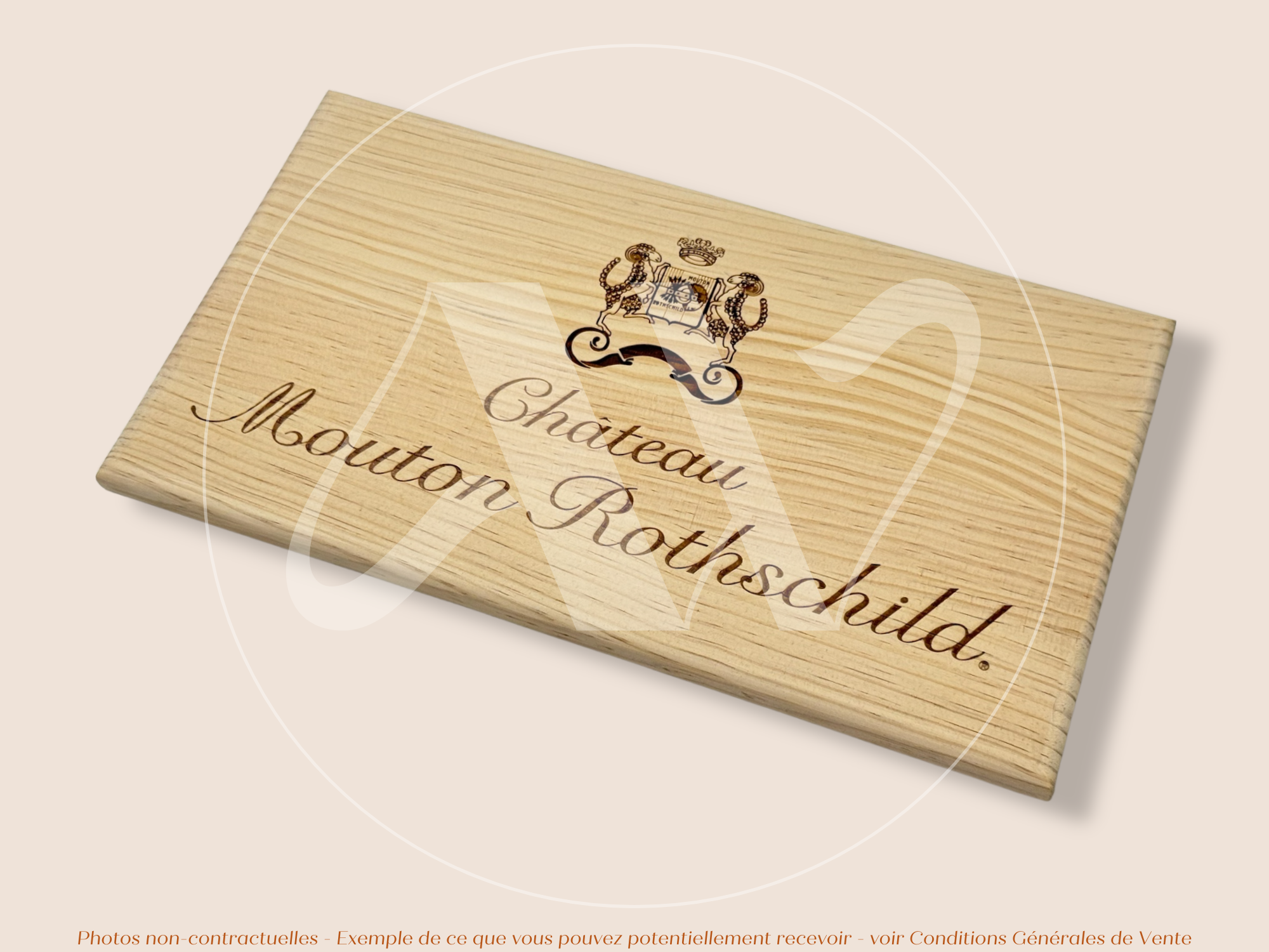 Estampe / Façade d'une caisse de vin en bois du Chateau Mouton Rothschild - Bordeaux | Format 12 bouteilles = 30x17 cm