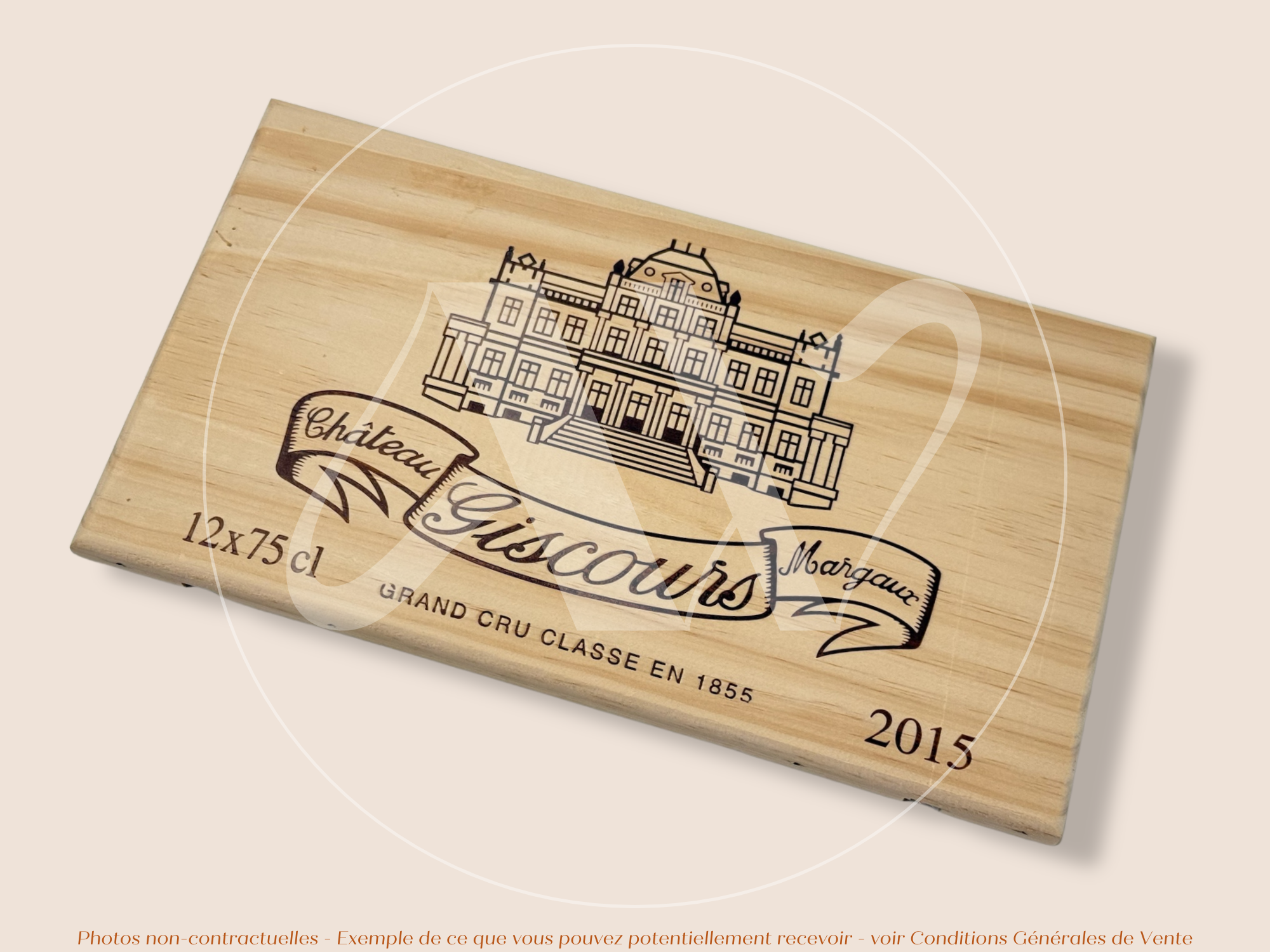 Façade Estampe bois – Château Giscours – Margaux (Bordeaux) – Format 30x17 cm – (Millésime 2015 – Grand Cru Classé)