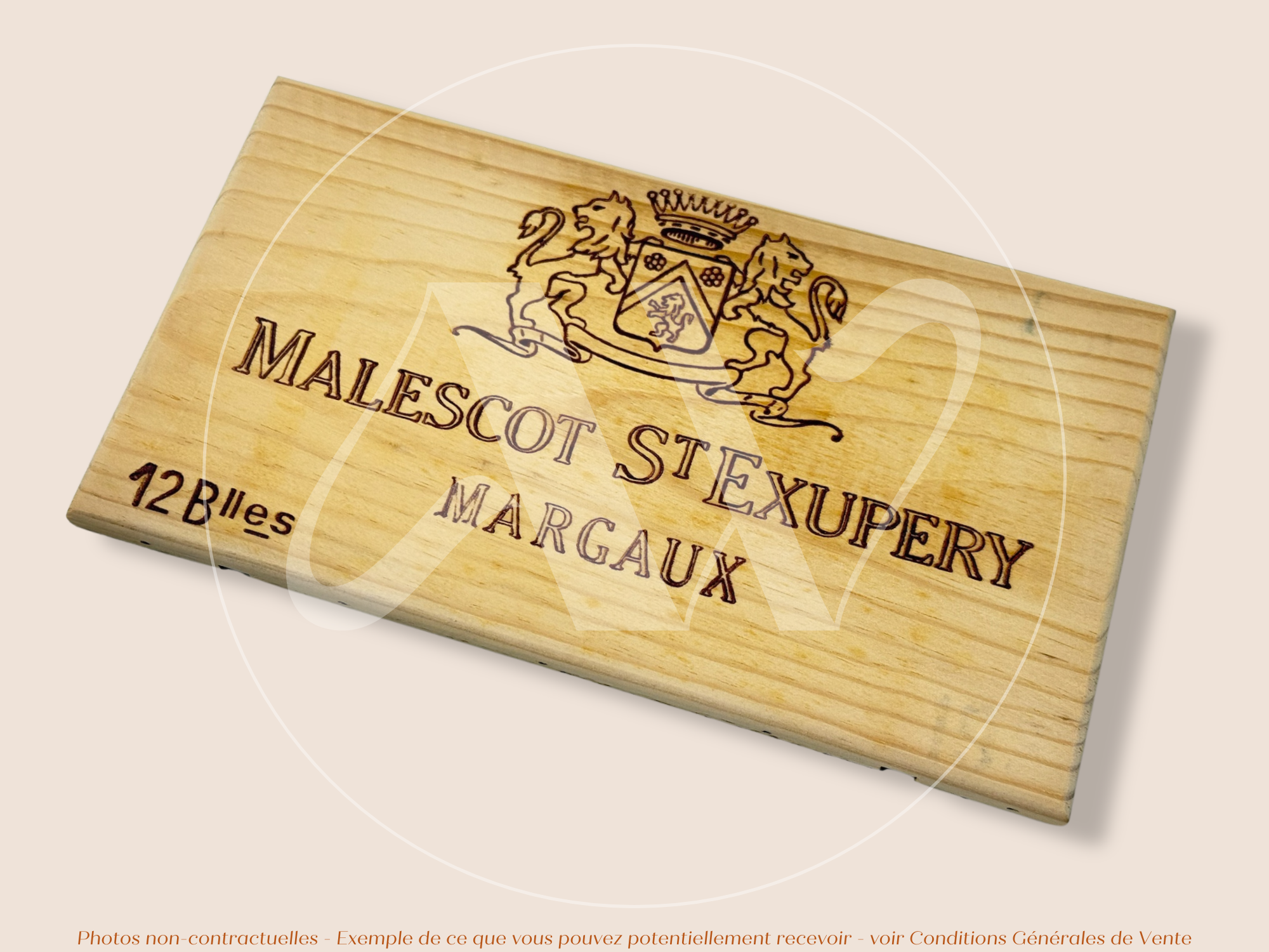 Façade Estampe bois – Château Malescot St Exupéry – Margaux (Bordeaux) – Format 30x17 cm – (Pièce rare d’un Grand Cru Classé)
