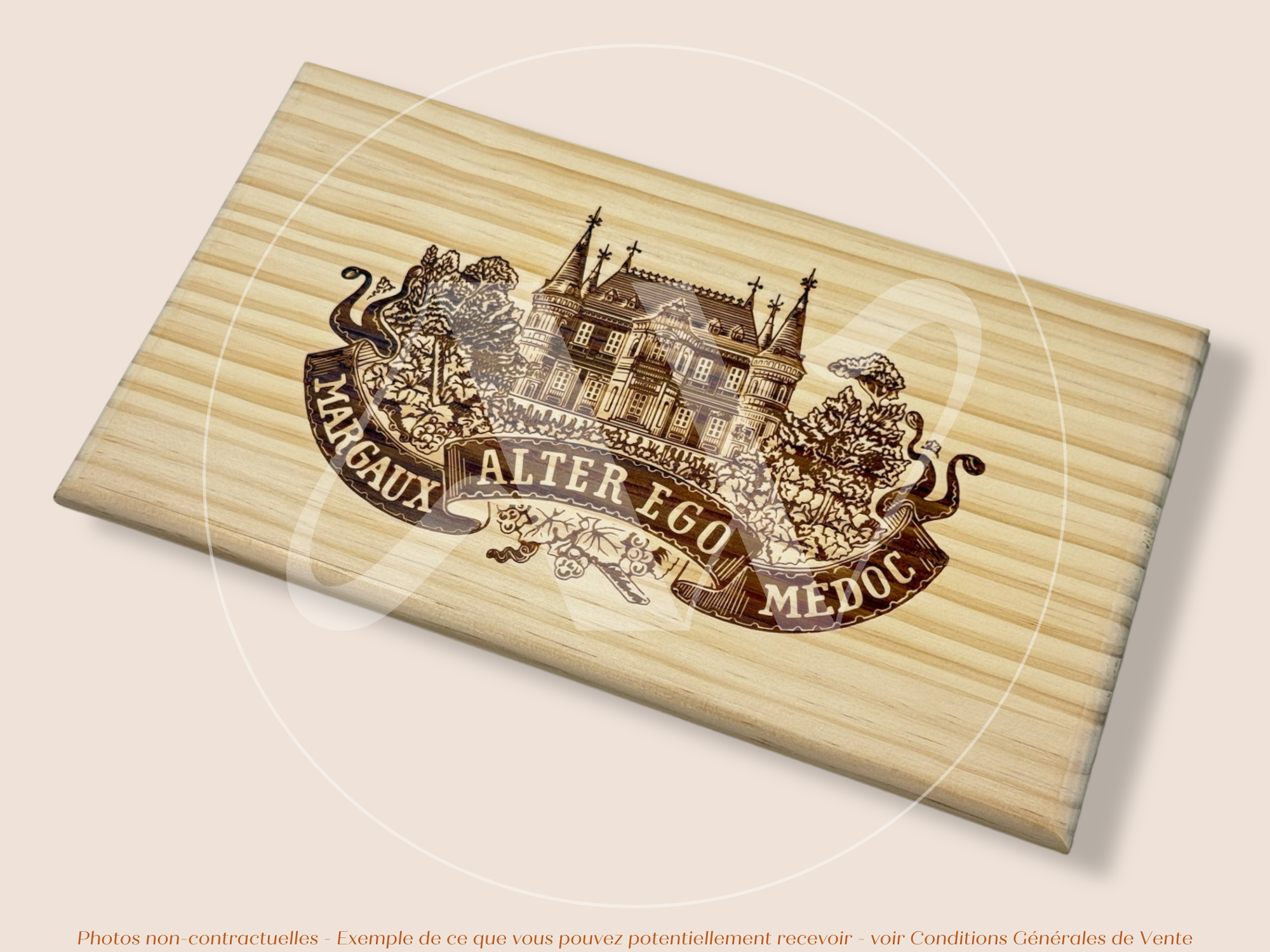 Estampe / Façade d'une caisse de vin en bois du Chateau Palmer - Alter Ego - Margaux - Bordeaux | Format 6 bouteilles = 30x17 cm