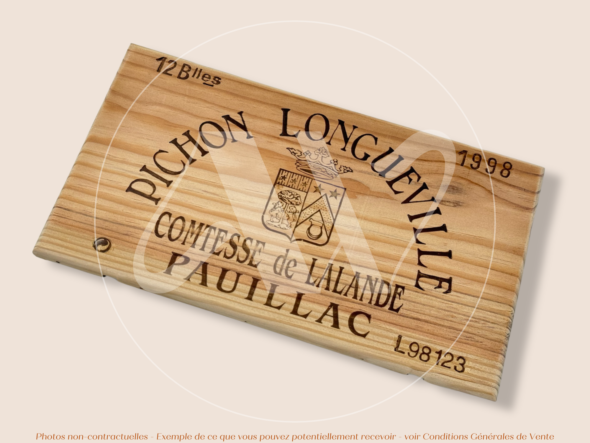 Façade Estampe bois – Château Pichon Longueville Comtesse de Lalande – Pauillac (Bordeaux) – Format 30x17 cm – Millésime 1998 – (Vintage)