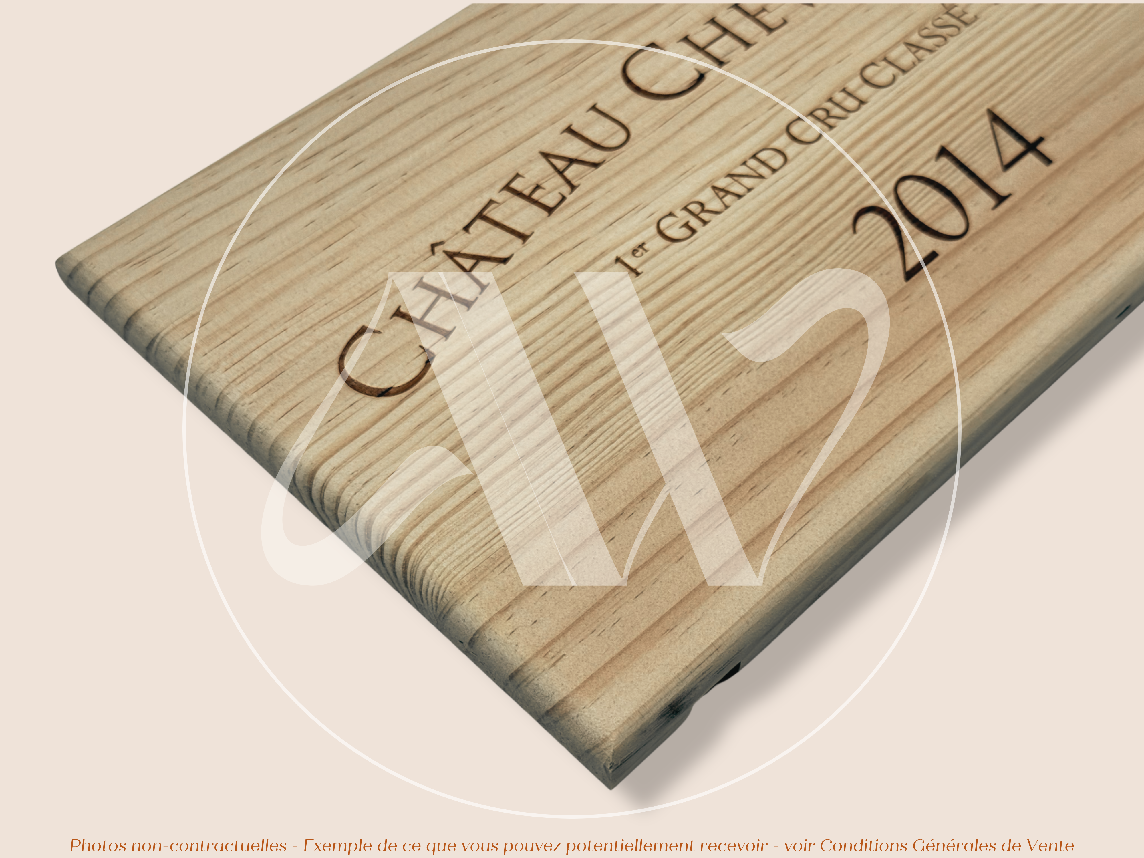 Estampe de caisse de vin Château Cheval Blanc 2014 – Saint-Émilion Grand Cru – 30 × 17 cm