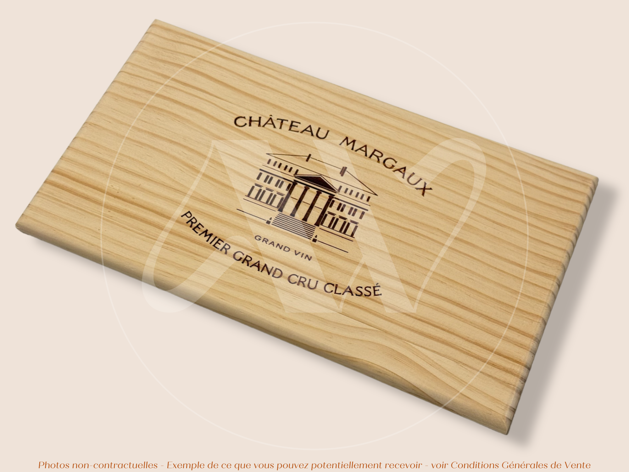 Estampe / Façade d'une caisse de vin en bois du Chateau Margaux - Bordeaux | Format 6 ou 12 bouteilles = 30x17