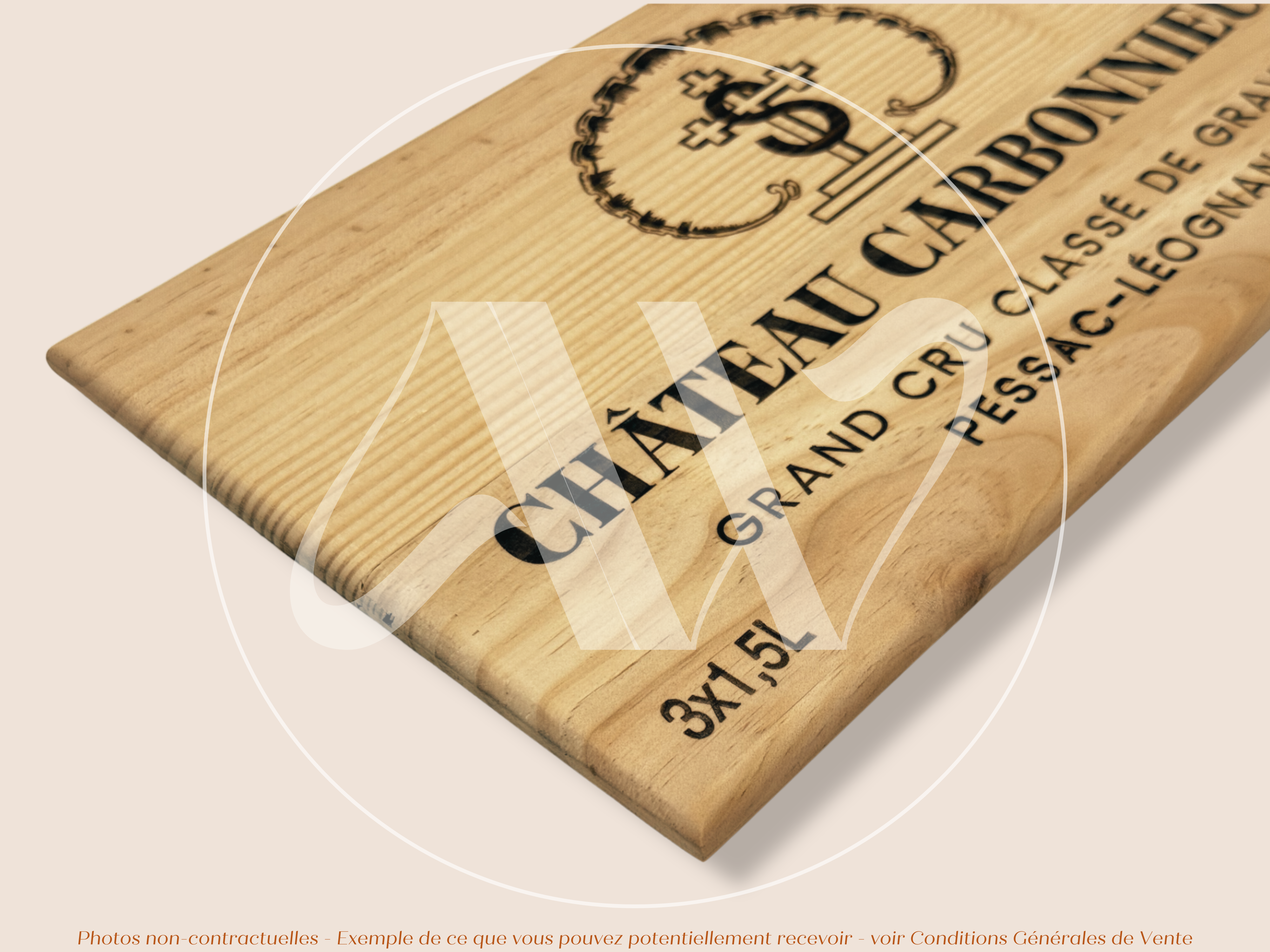 Estampe de caisse de vin – Château Carbonnieux – Bordeaux - Pessac-Léognan – 30 × 17 cm