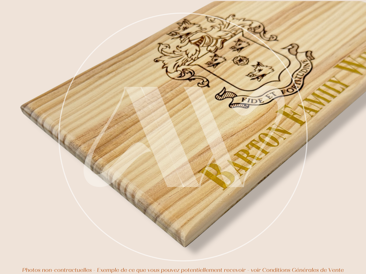 Façade Estampe bois – Barton Family Wines – Bordeaux – Format 30x17 cm – (inscription dorée)