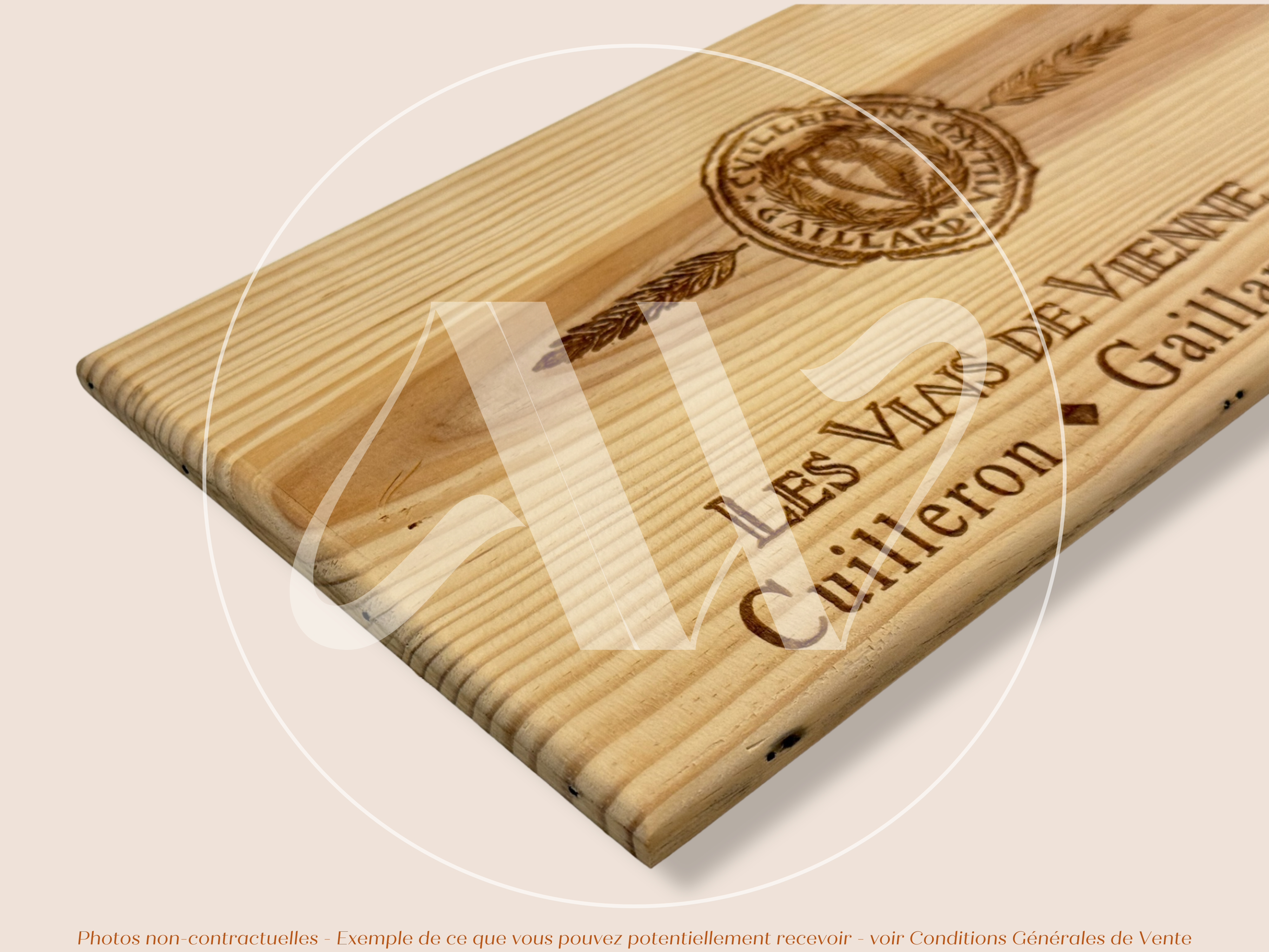 Estampe de caisse de vin – Les Vins de Vienne – Vallée du Rhône – 30 × 17 cm