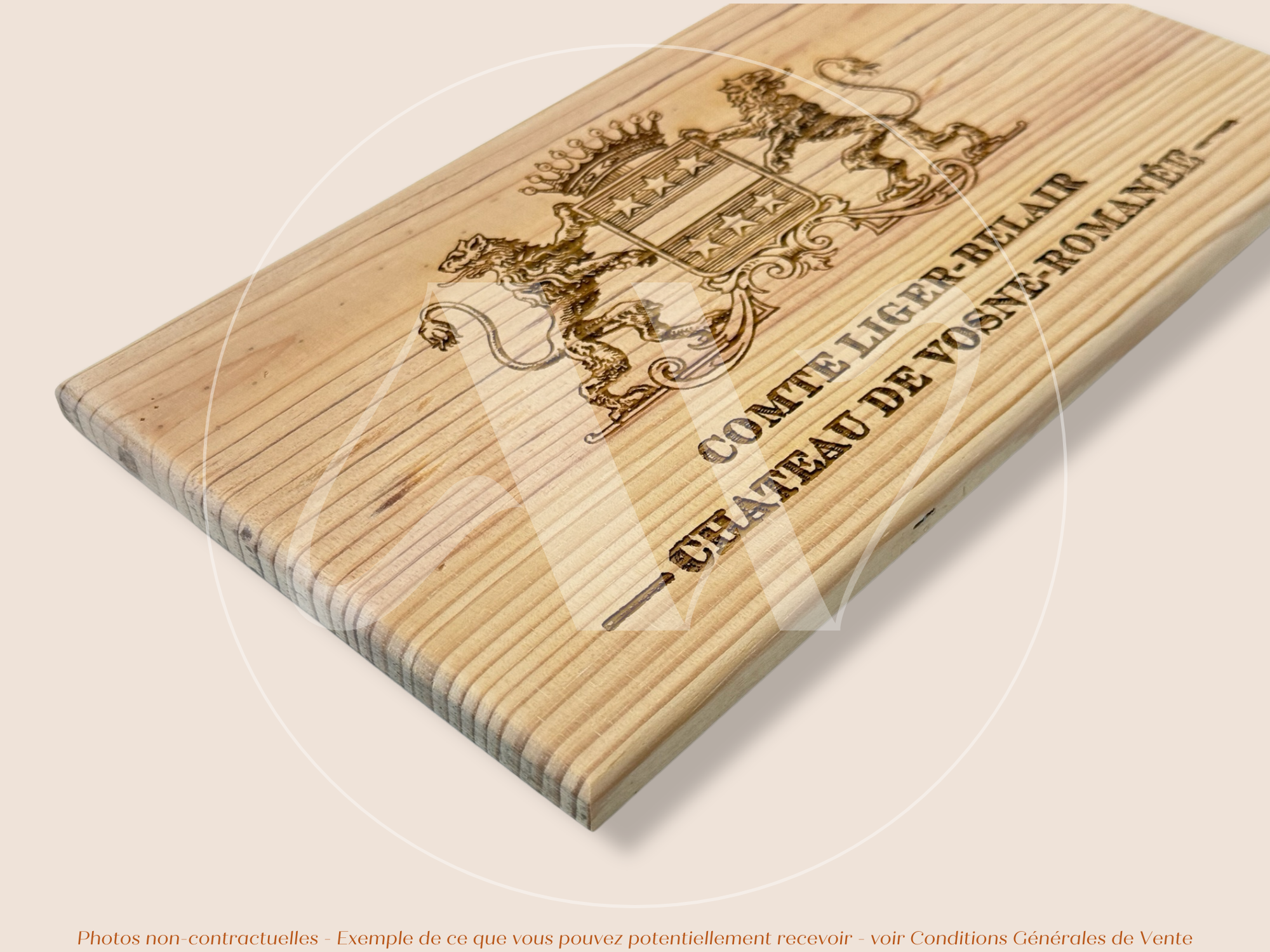 Estampe / Façade d'une caisse de vin en bois du Domaine du Comte Liger Belair - Bourgogne | Format 12 bouteilles = 30x17 cm