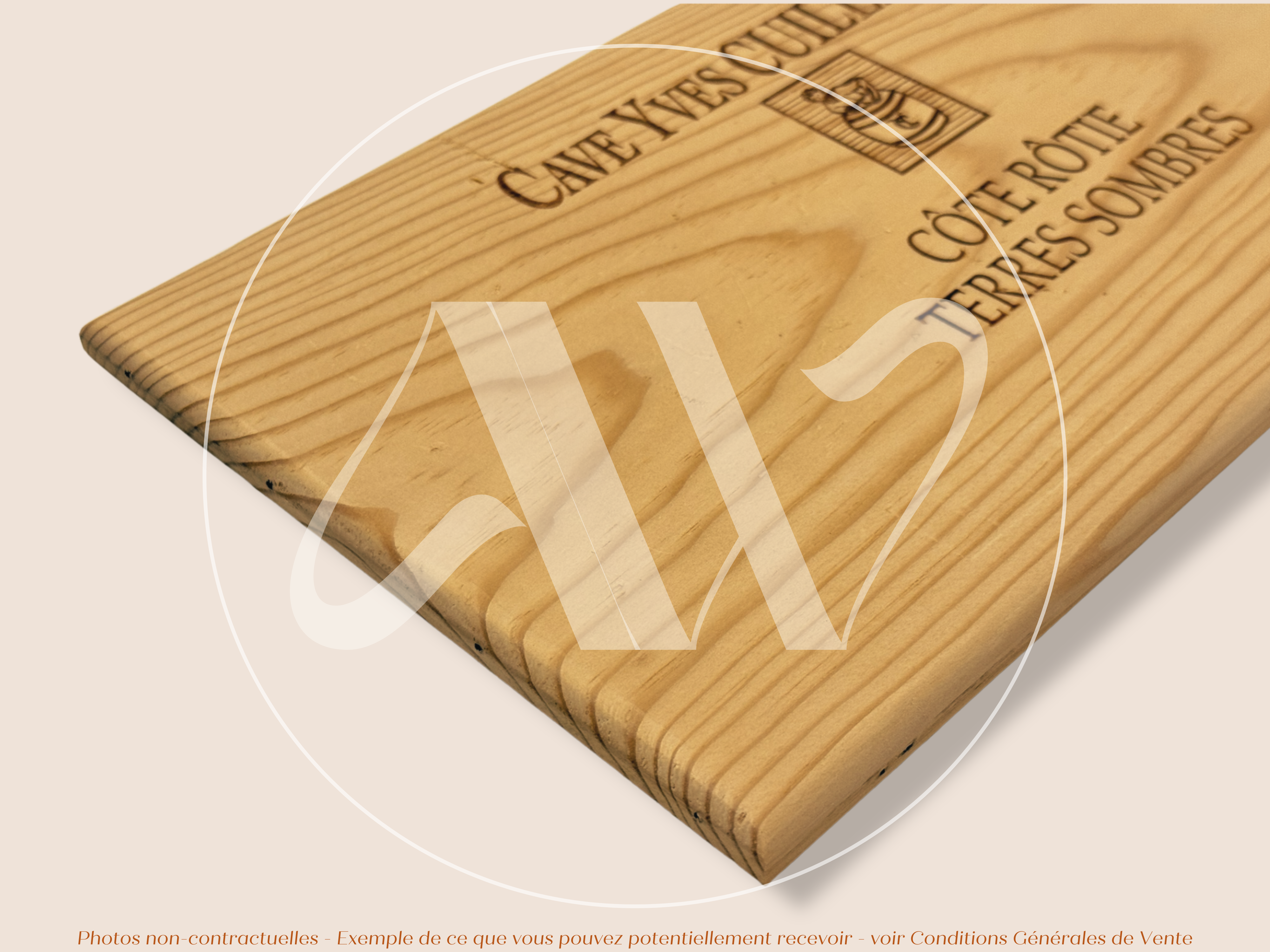 Estampe de caisse de vin – Cave Yves Cuilleron – Côte-Rôtie Terres Sombres – 30 × 17 cm