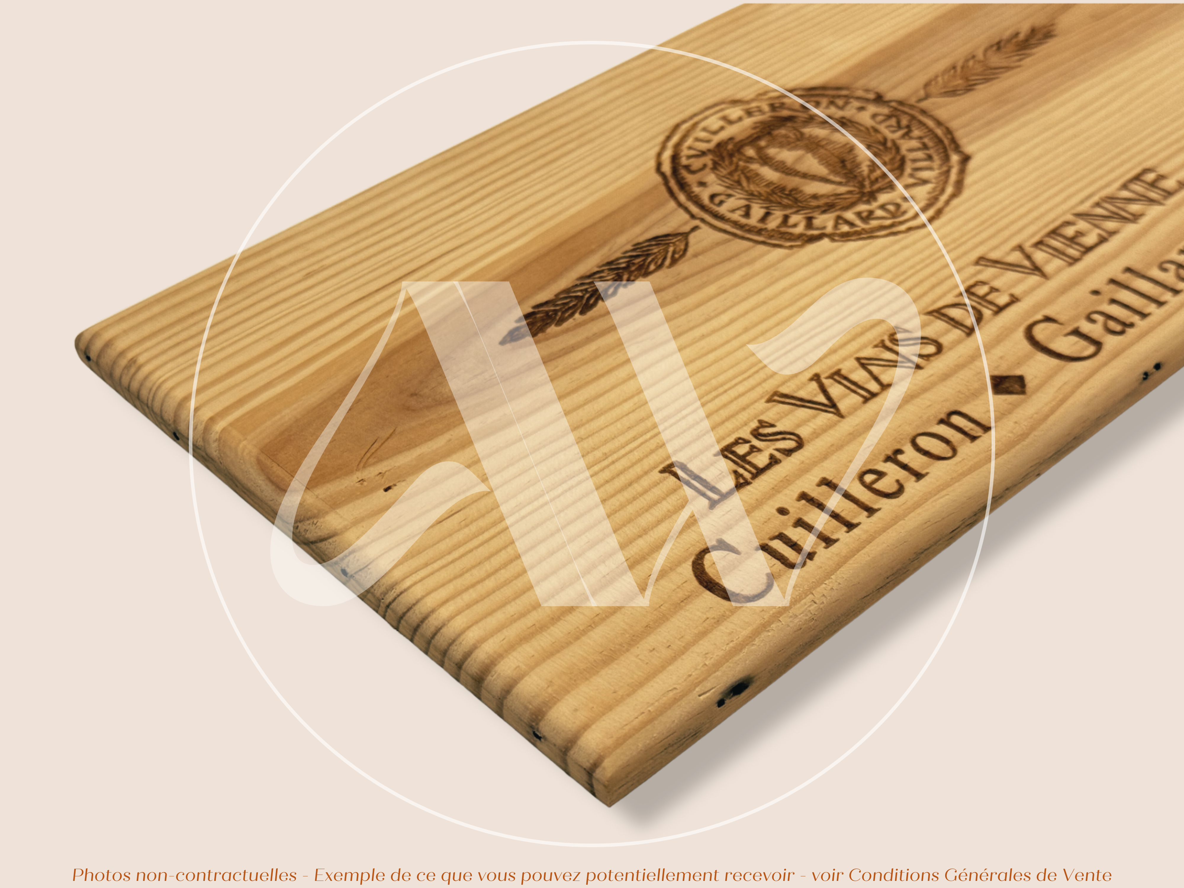 Estampe de caisse de vin – Les Vins de Vienne – Vallée du Rhône – 30 × 17 cm