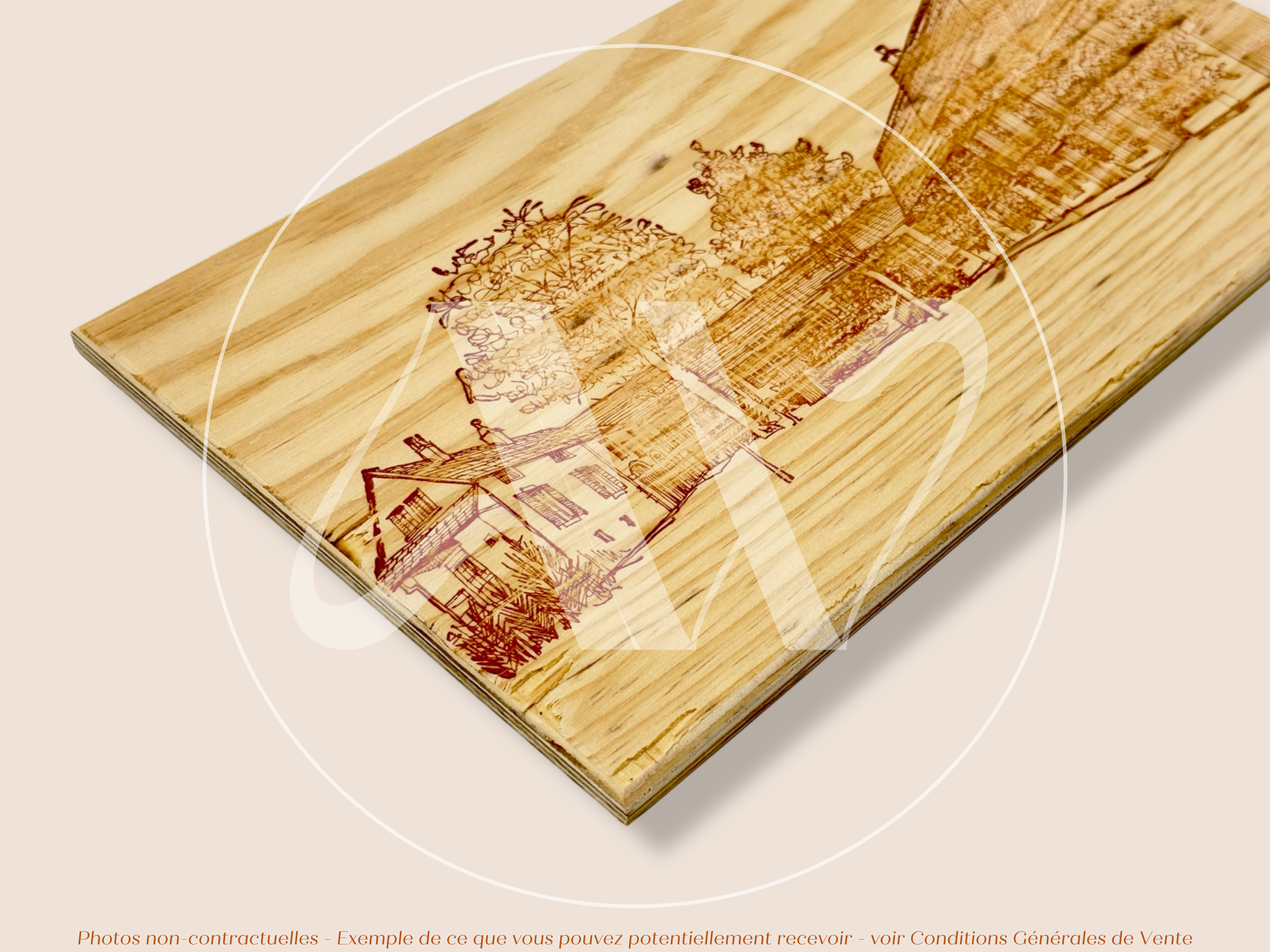 Domaine Leflaive — Bourgogne — France — Puligny-Montrachet — Sans millésime — 30 × 17 cm — Couvercle plaque caisse de vin en bois