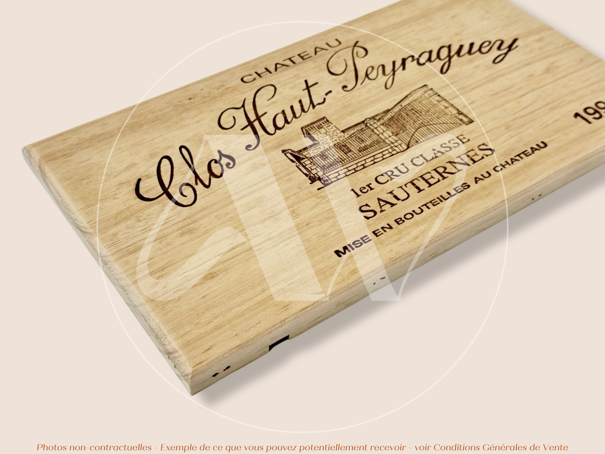 Façade Estampe bois – Château Clos Haut-Peyraguey – Sauternes (Bordeaux) – Format 30x17 cm – Millésime 1998 – (Collector)