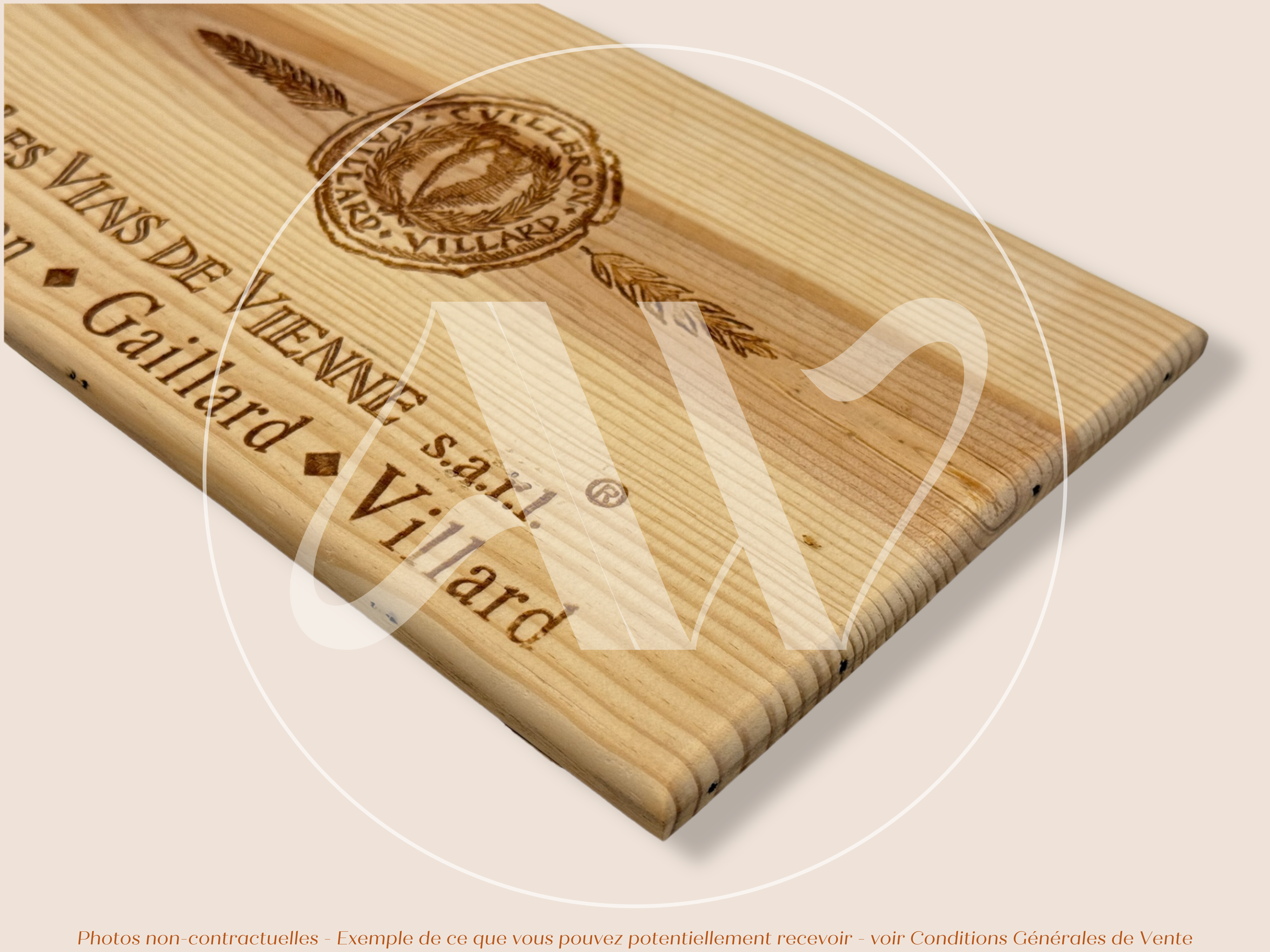 Estampe de caisse de vin – Les Vins de Vienne – Vallée du Rhône – 30 × 17 cm