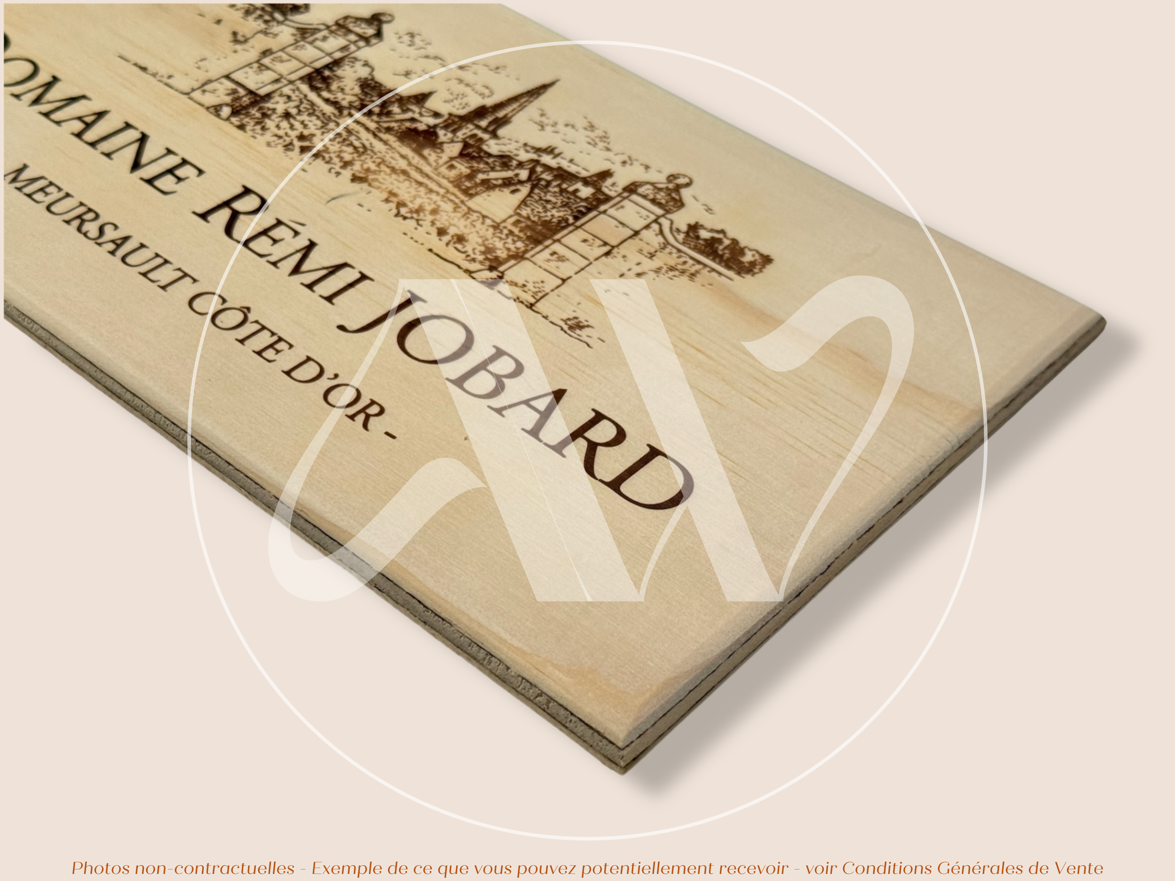 Domaine Rémi Jobard — Bourgogne — France — Meursault — Sans millésime — 30 × 17 cm — Couvercle caisse de vin en bois