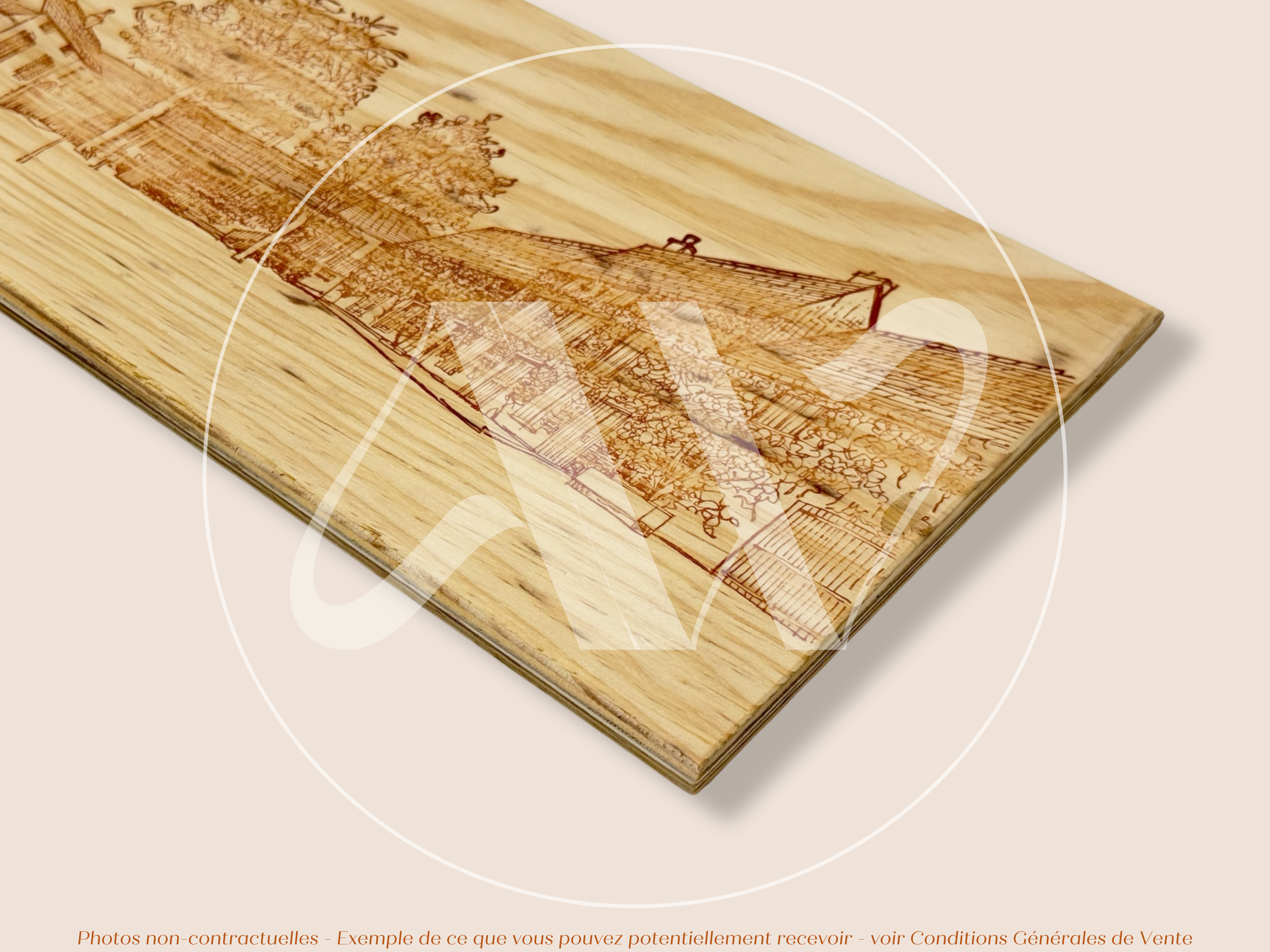 Domaine Leflaive — Bourgogne — France — Puligny-Montrachet — Sans millésime — 30 × 17 cm — Couvercle plaque caisse de vin en bois