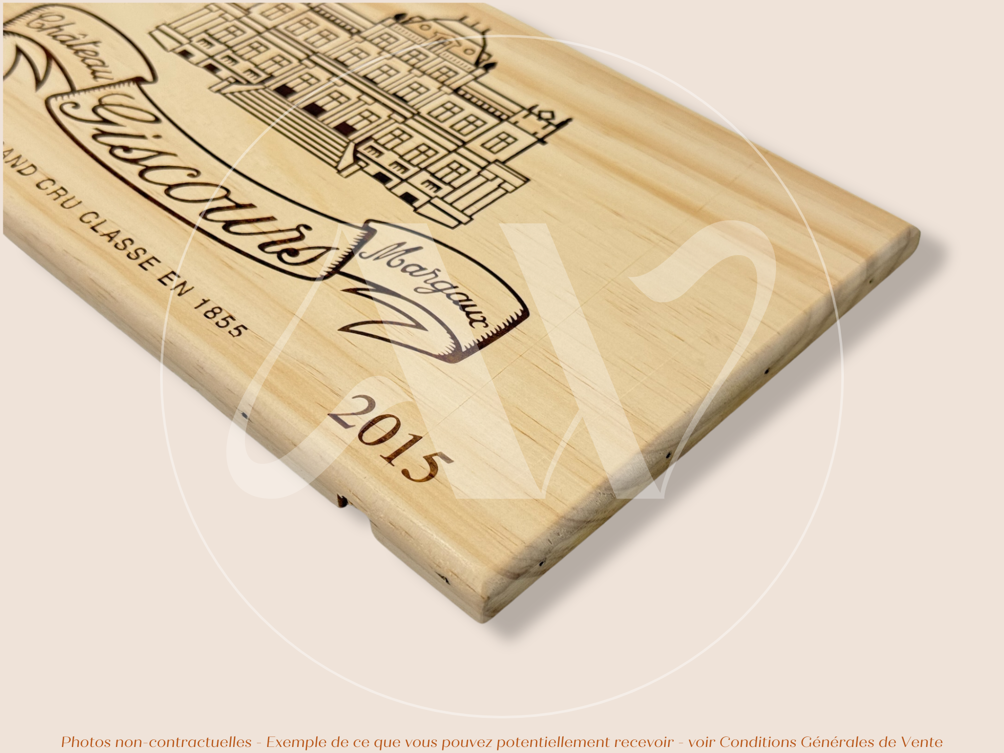 Façade Estampe bois – Château Giscours – Margaux (Bordeaux) – Format 30x17 cm – (Millésime 2015 – Grand Cru Classé)