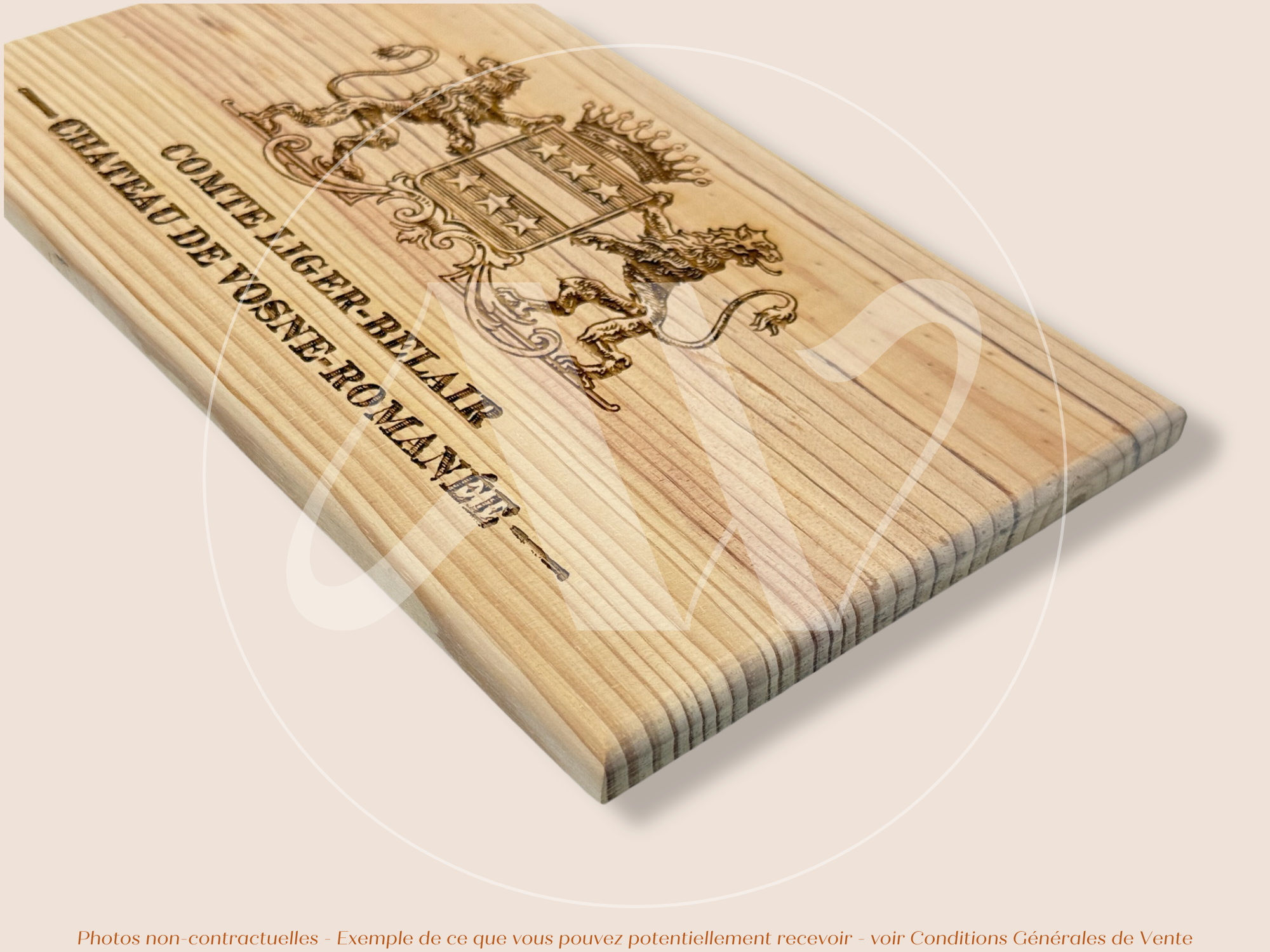 Estampe / Façade d'une caisse de vin en bois du Domaine du Comte Liger Belair - Bourgogne | Format 12 bouteilles = 30x17 cm