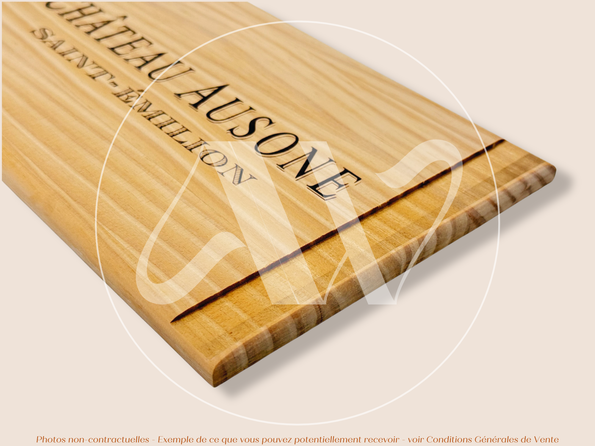 Estampe de caisse de vin – Château Ausone – Saint-Émilion – 30 × 17 cm