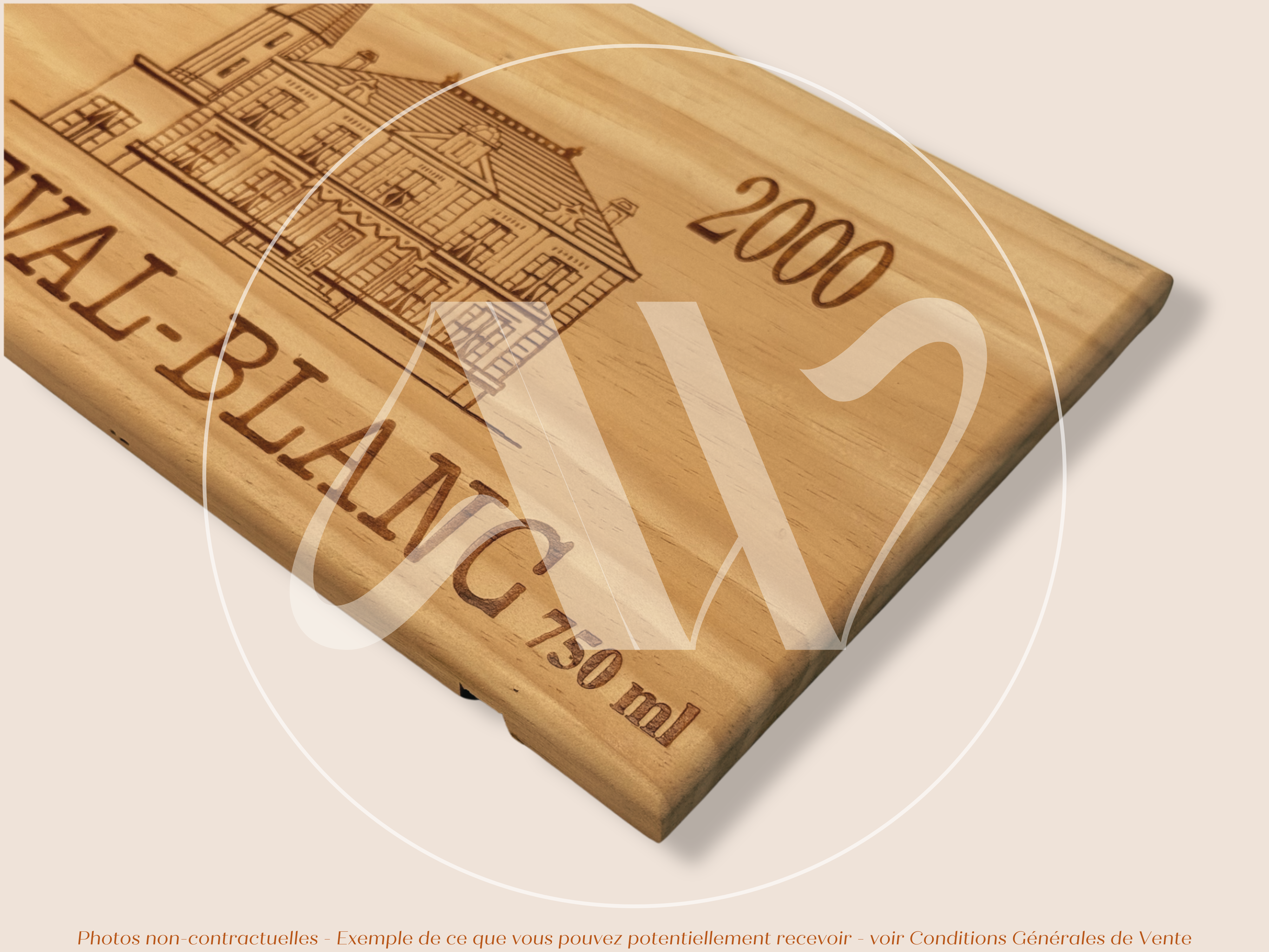 Estampe de caisse de vin Château Cheval Blanc 2000 – Saint-Émilion – Bordeaux - 30 × 17 cm