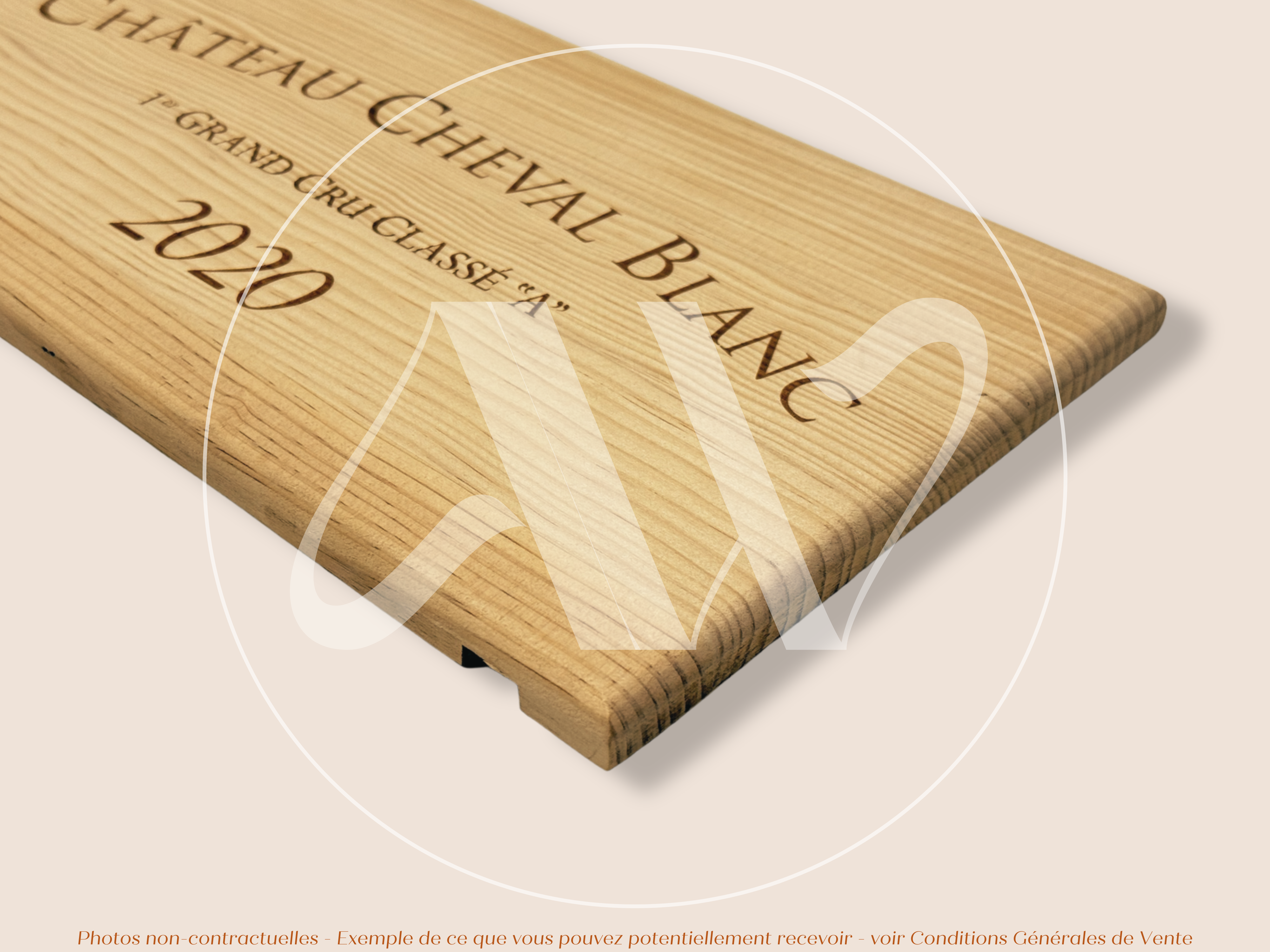 Estampe de caisse de vin Château Cheval Blanc 2020 – Saint-Émilion Grand Cru – 30 × 17 cm
