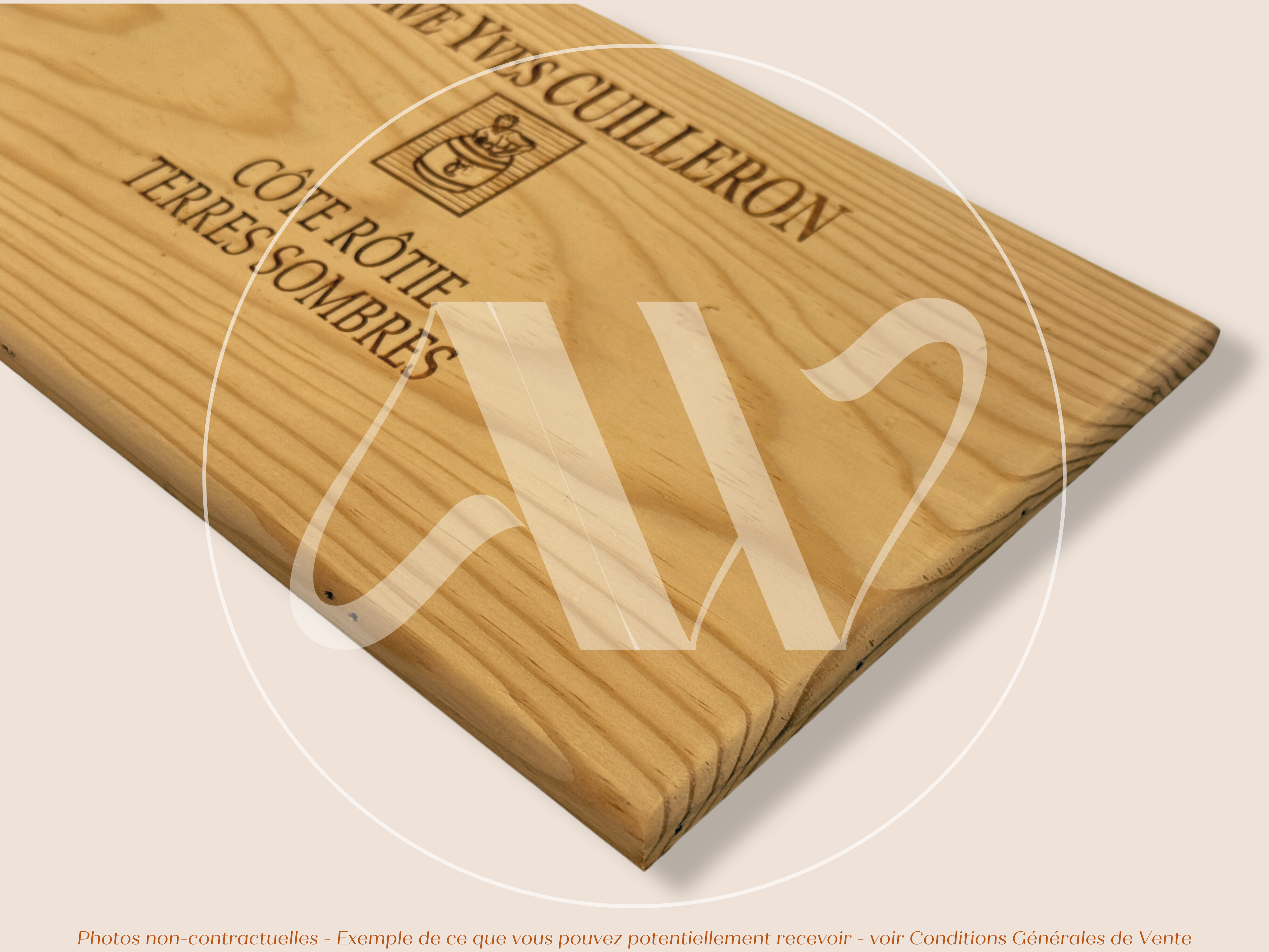 Estampe de caisse de vin – Cave Yves Cuilleron – Côte-Rôtie Terres Sombres – 30 × 17 cm