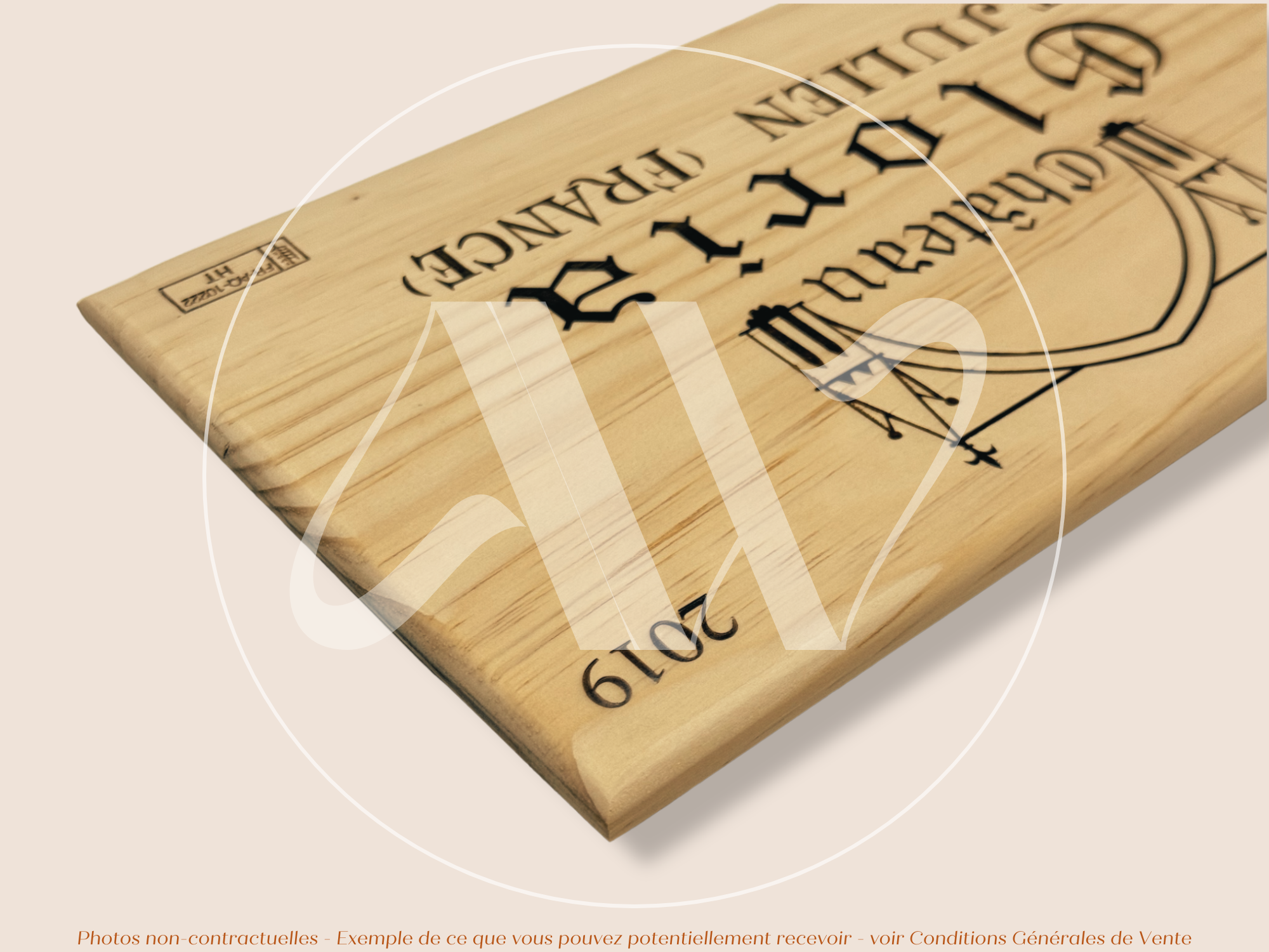 Estampe de caisse de vin – Château Gloria 2019 – Saint-Julien, Bordeaux – 30 × 17 cm – Pièce unique