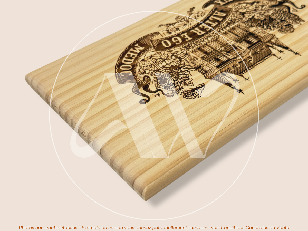 Estampe / Façade d'une caisse de vin en bois du Chateau Palmer - Alter Ego - Margaux - Bordeaux | Format 6 bouteilles = 30x17 cm
