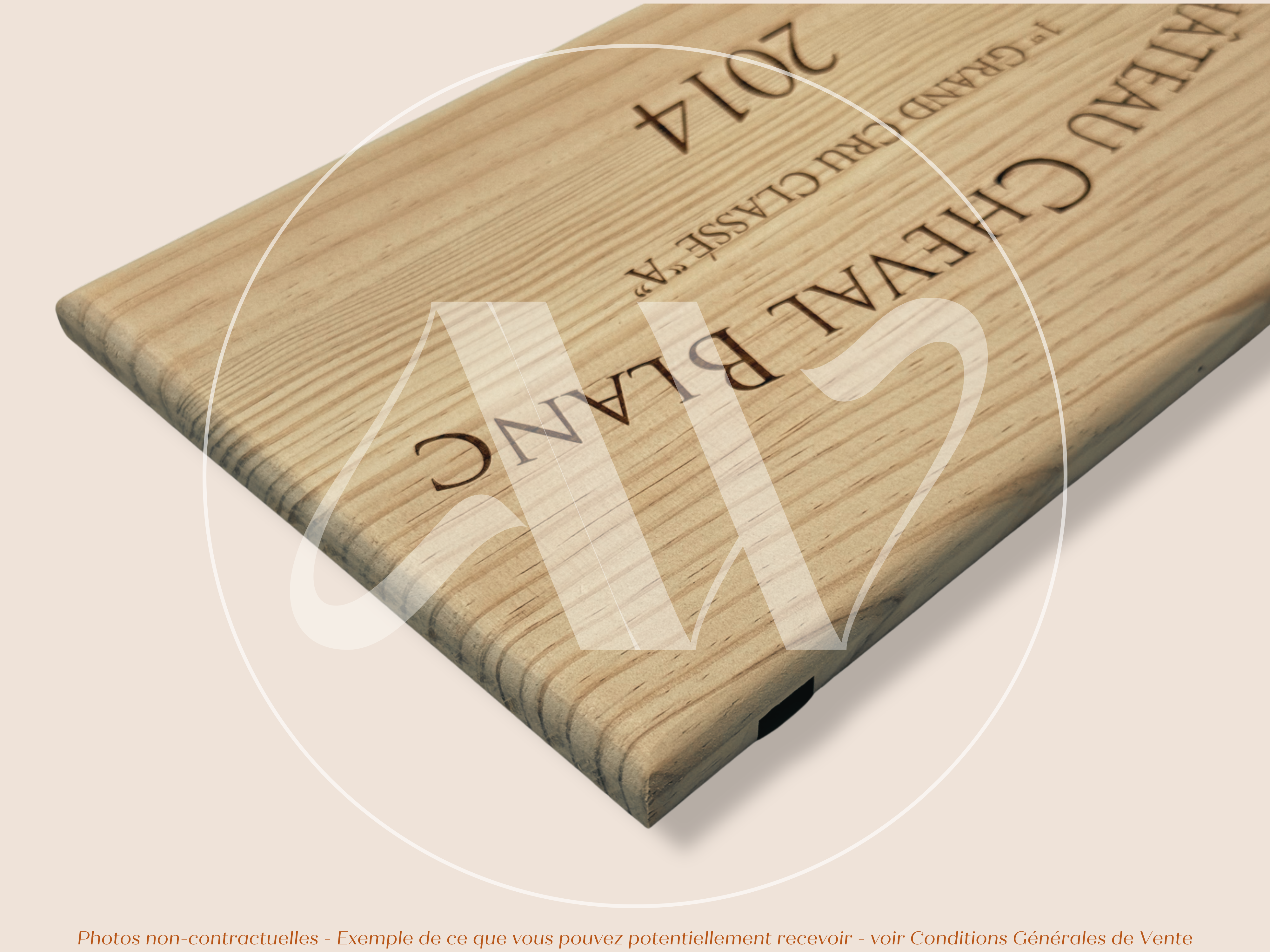 Estampe de caisse de vin Château Cheval Blanc 2014 – Saint-Émilion Grand Cru – 30 × 17 cm